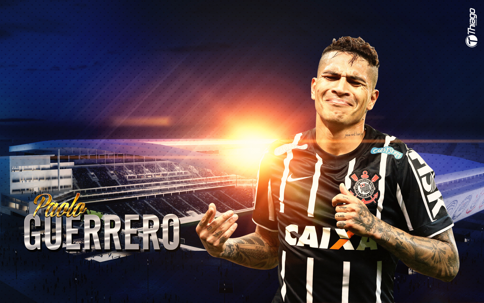 Paolo Guerrero, Sport Club Corinthians Paulista player, in stadium HD Wallpaper