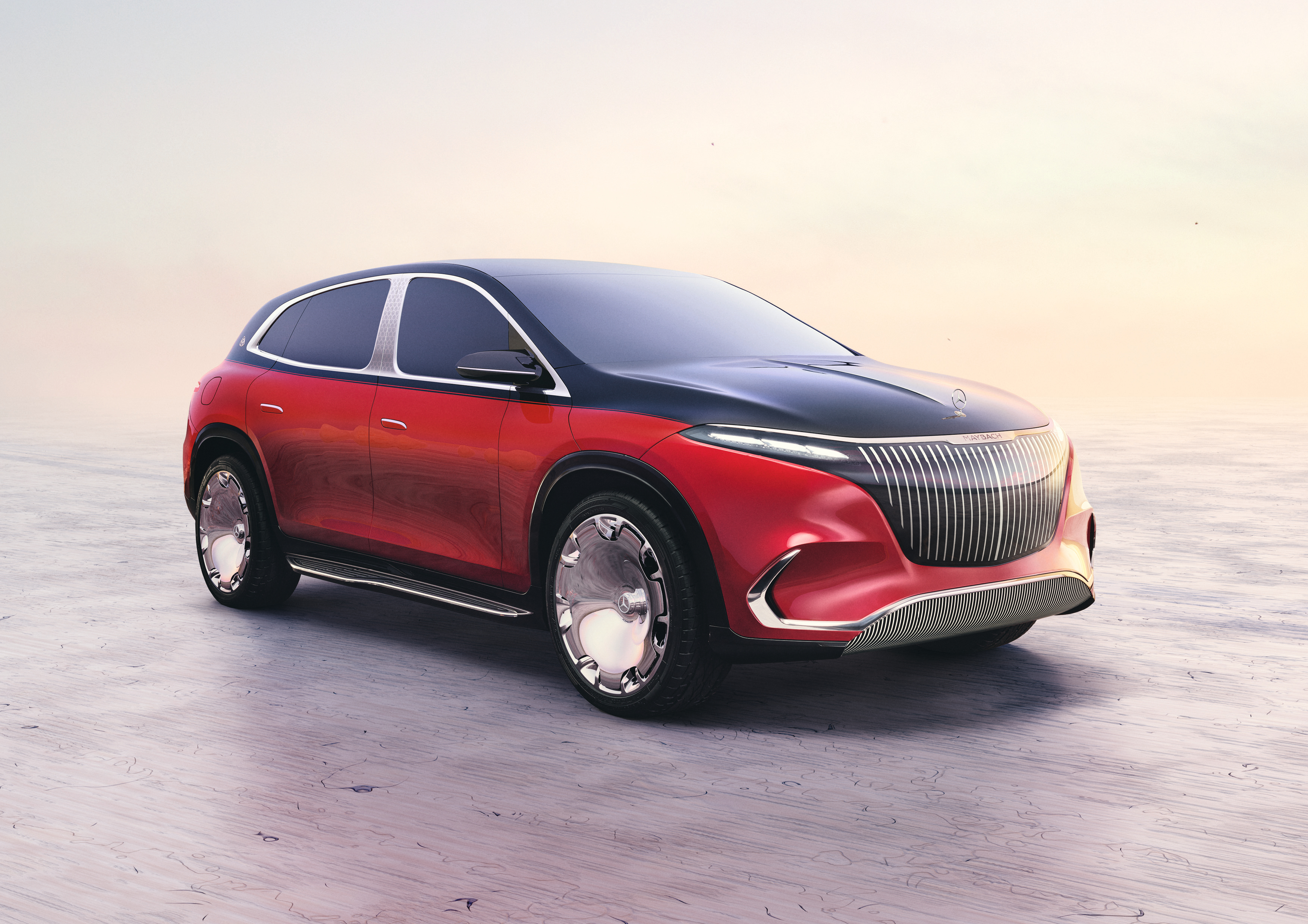Red and Black Mercedes-Maybach EQS Luxury SUV HD Wallpaper
