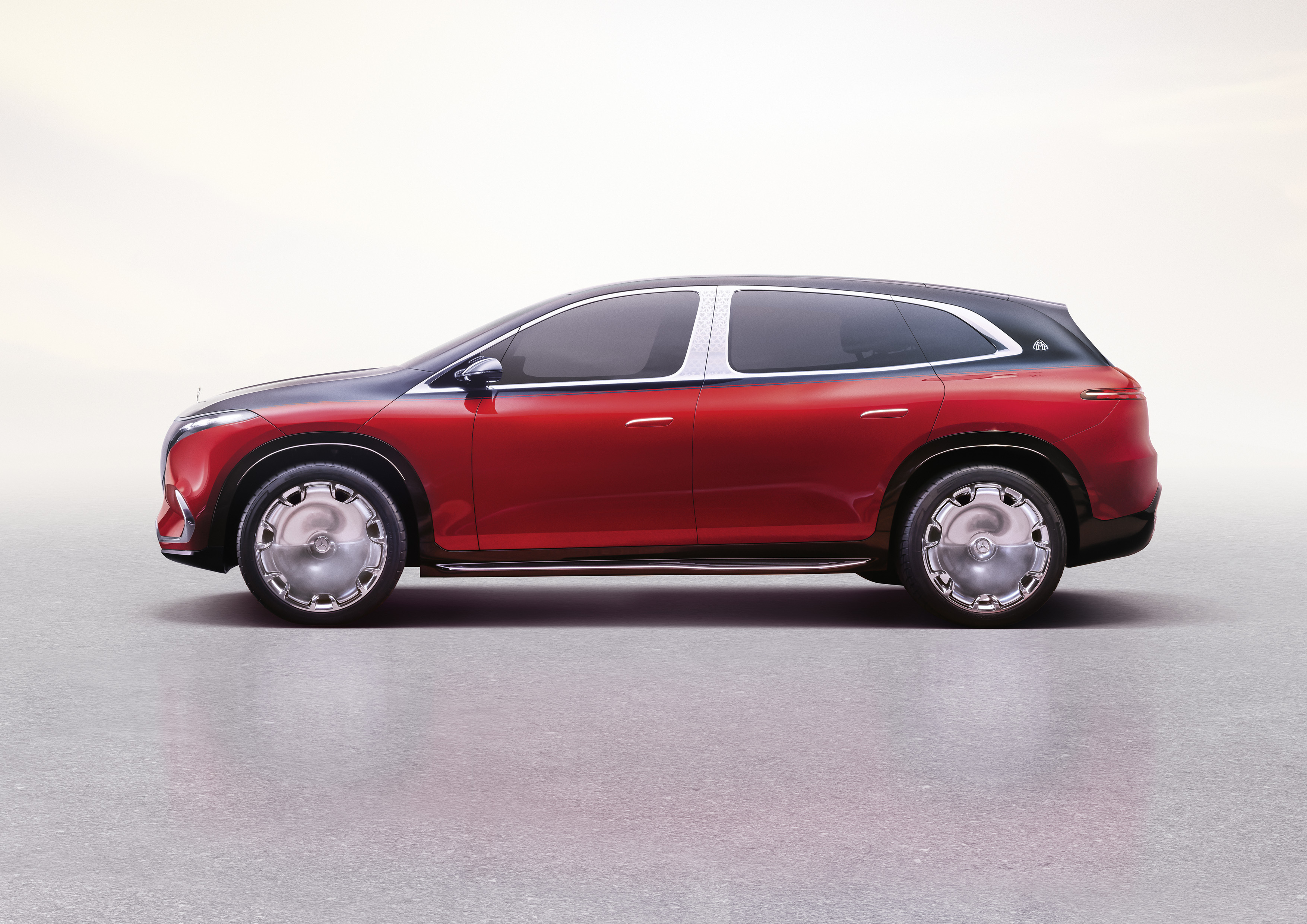 Red and Black Mercedes-Maybach EQS SUV HD Wallpaper
