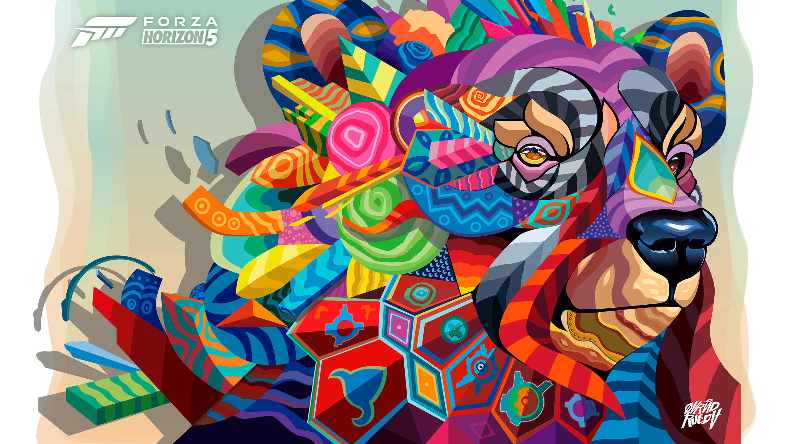 Forza Horizon 5 Colorful Abstract Bear Art HD Wallpaper