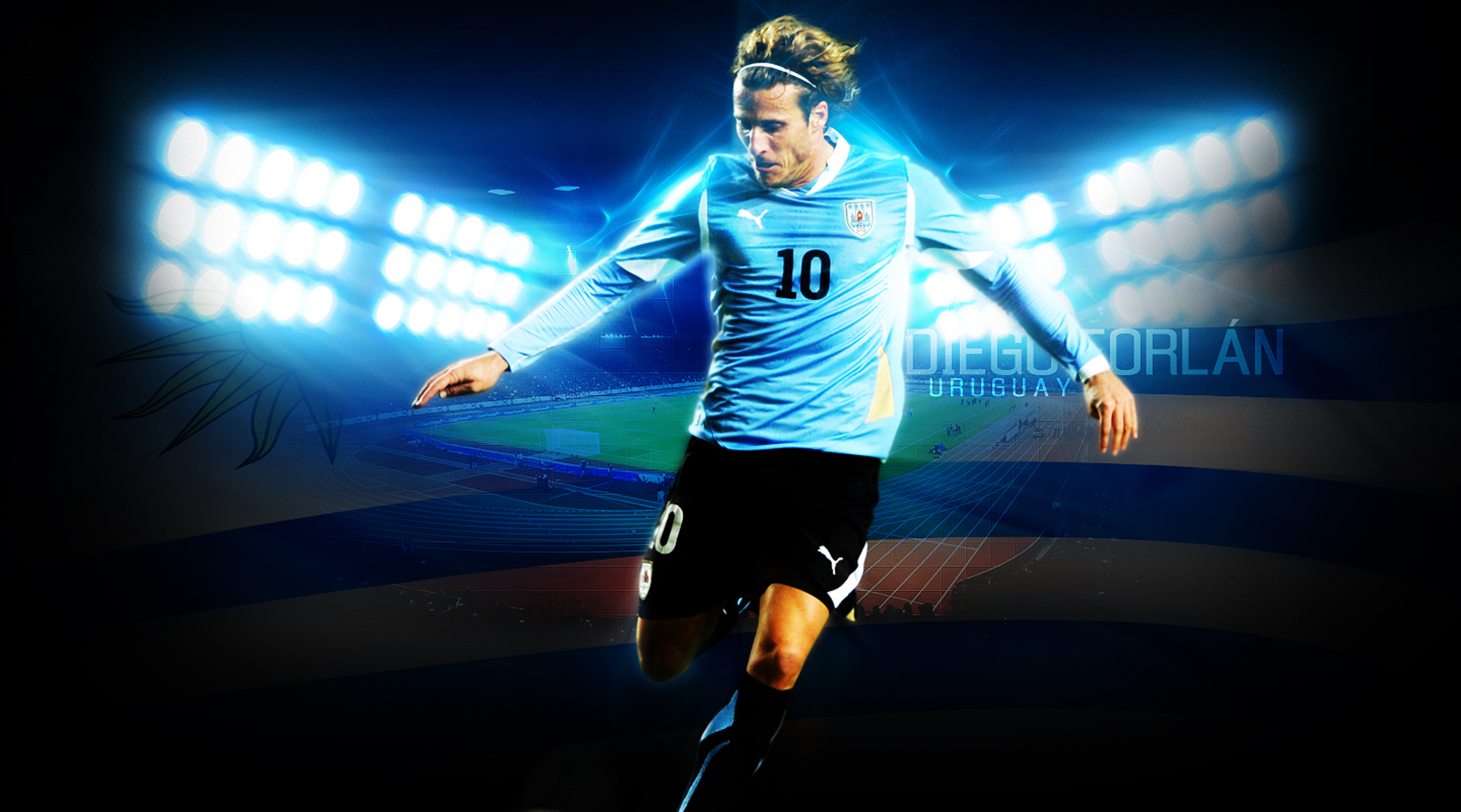 Diego Forlán in Uruguay National Football Team Jersey HD Wallpaper