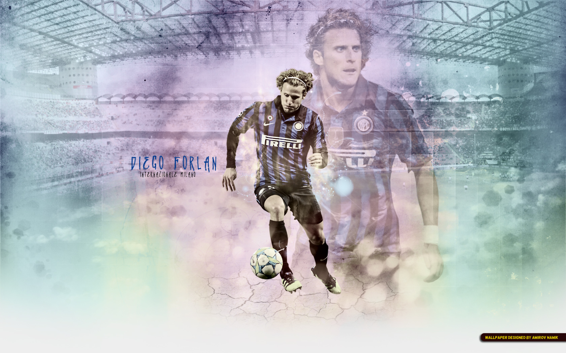 Diego Forlán Inter Milan Football Player Art HD Wallpaper