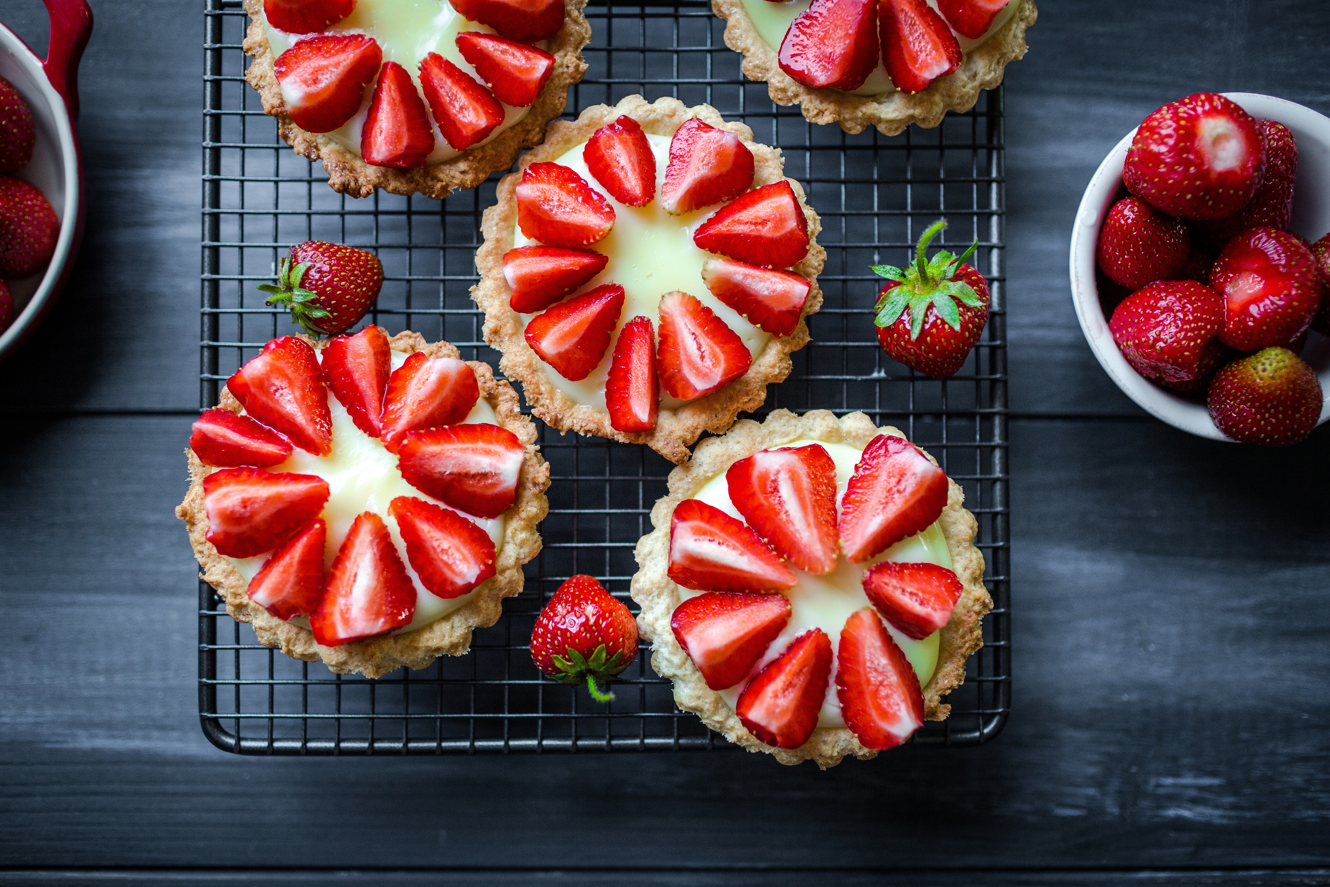 Fresh Strawberry Tartlets Dessert HD Wallpaper