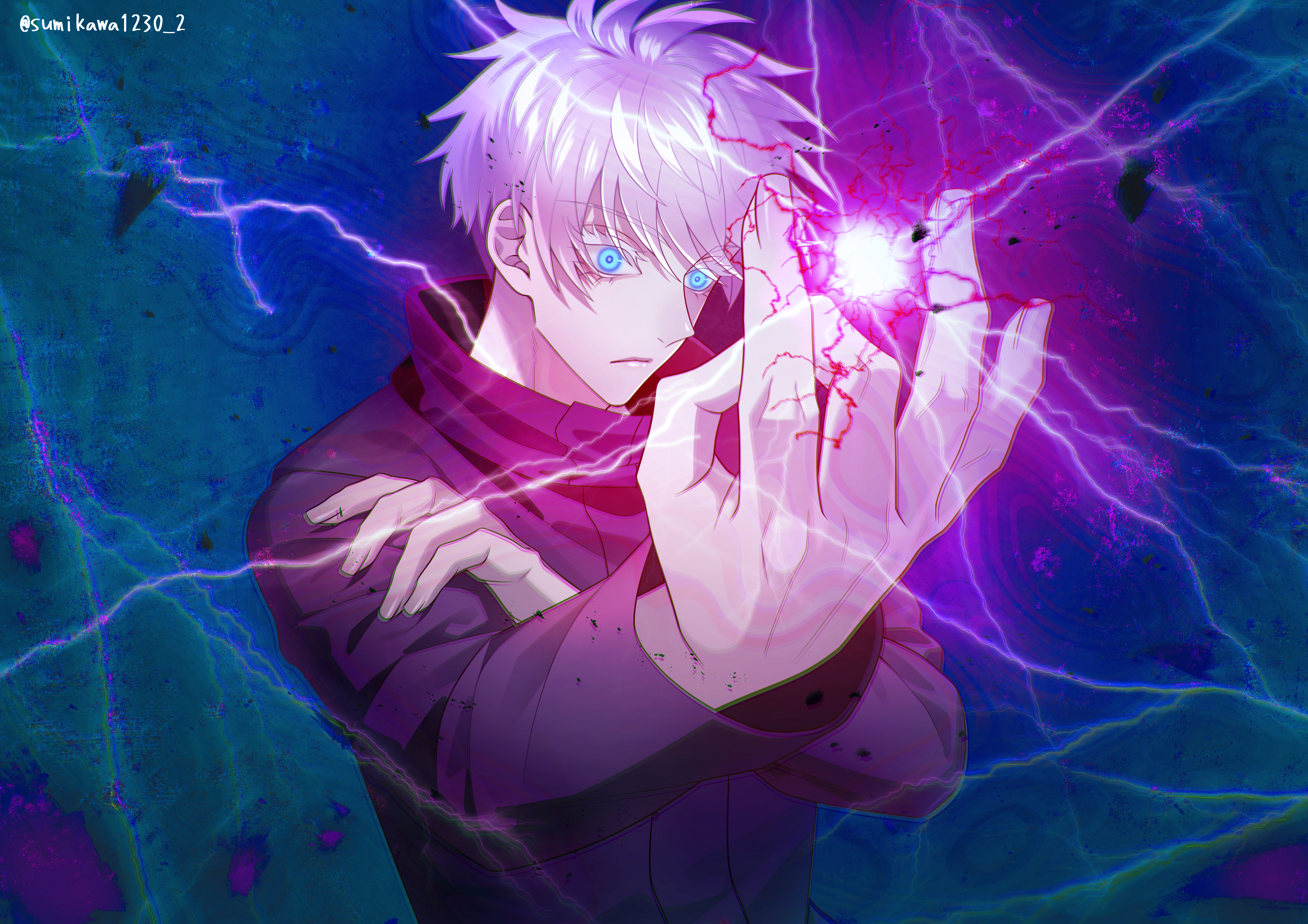 Satoru Gojo Displaying Purple Energy Power HD Wallpaper
