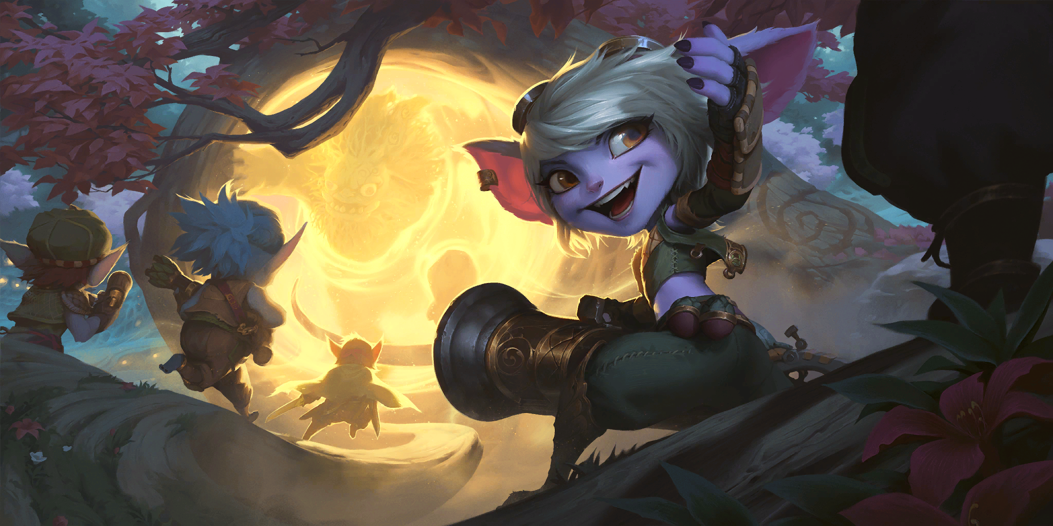 Tristana and Yordles Discovering a Magical Creature HD Wallpaper