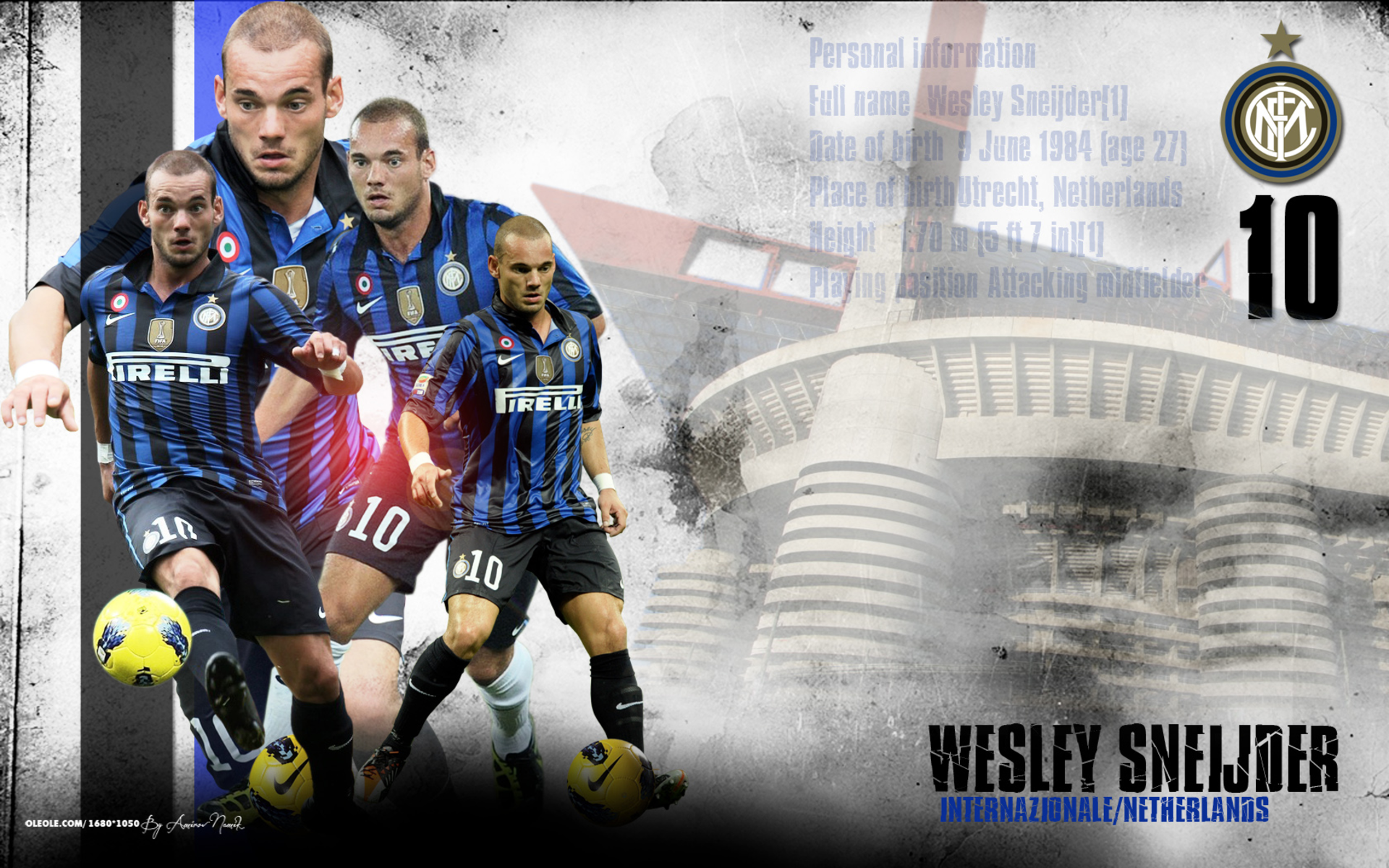 Wesley Sneijder Inter Milan Number 10 Football Player HD Wallpaper