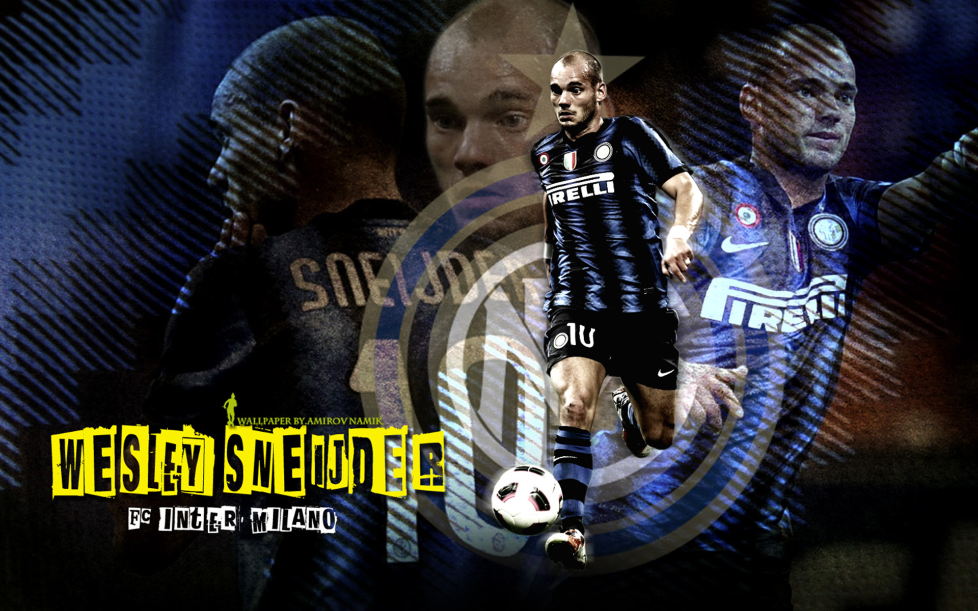Wesley Sneijder in Inter Milan jersey with football HD Wallpaper