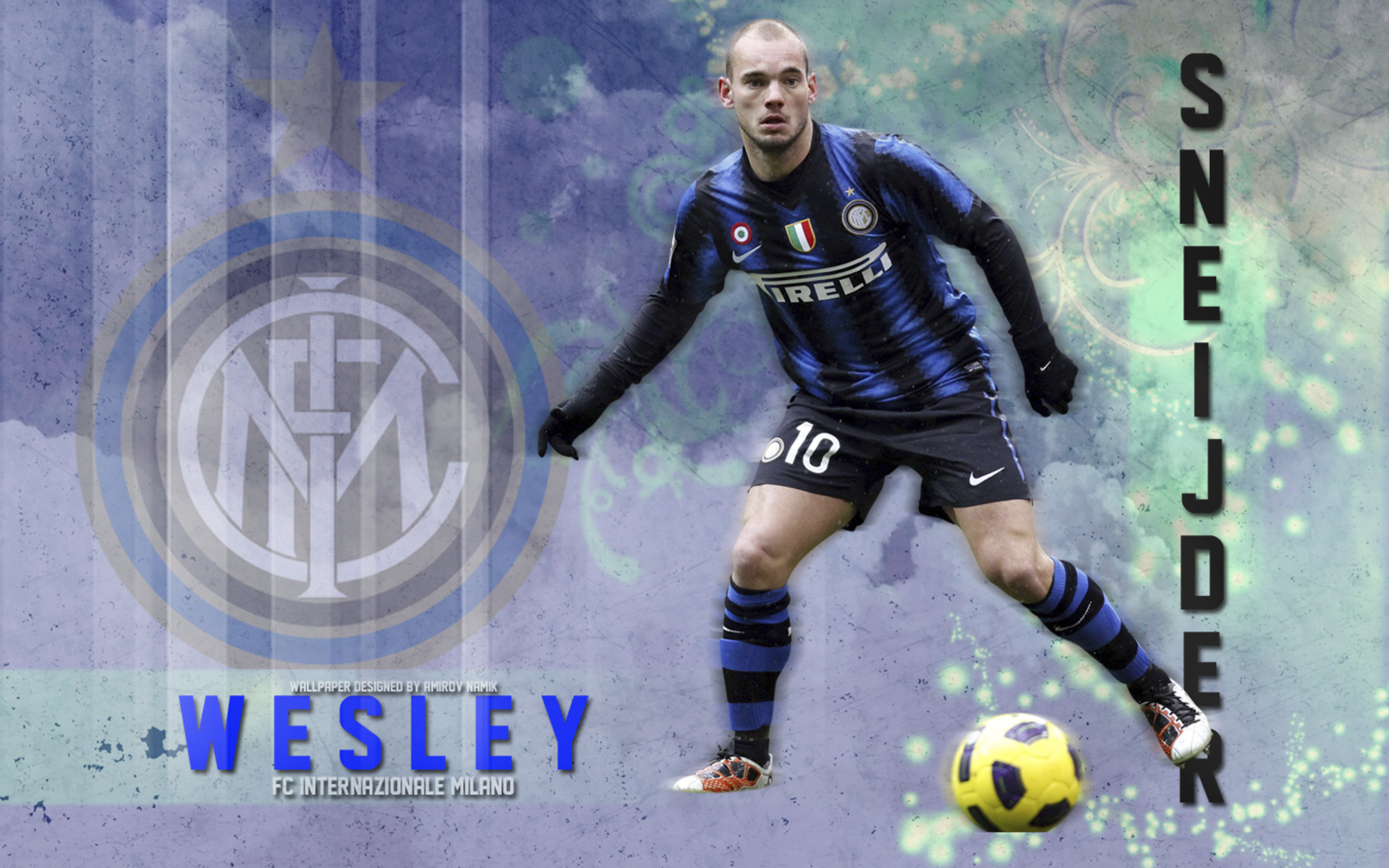 Wesley Sneijder Inter Milan Football Player with Ball HD Wallpaper