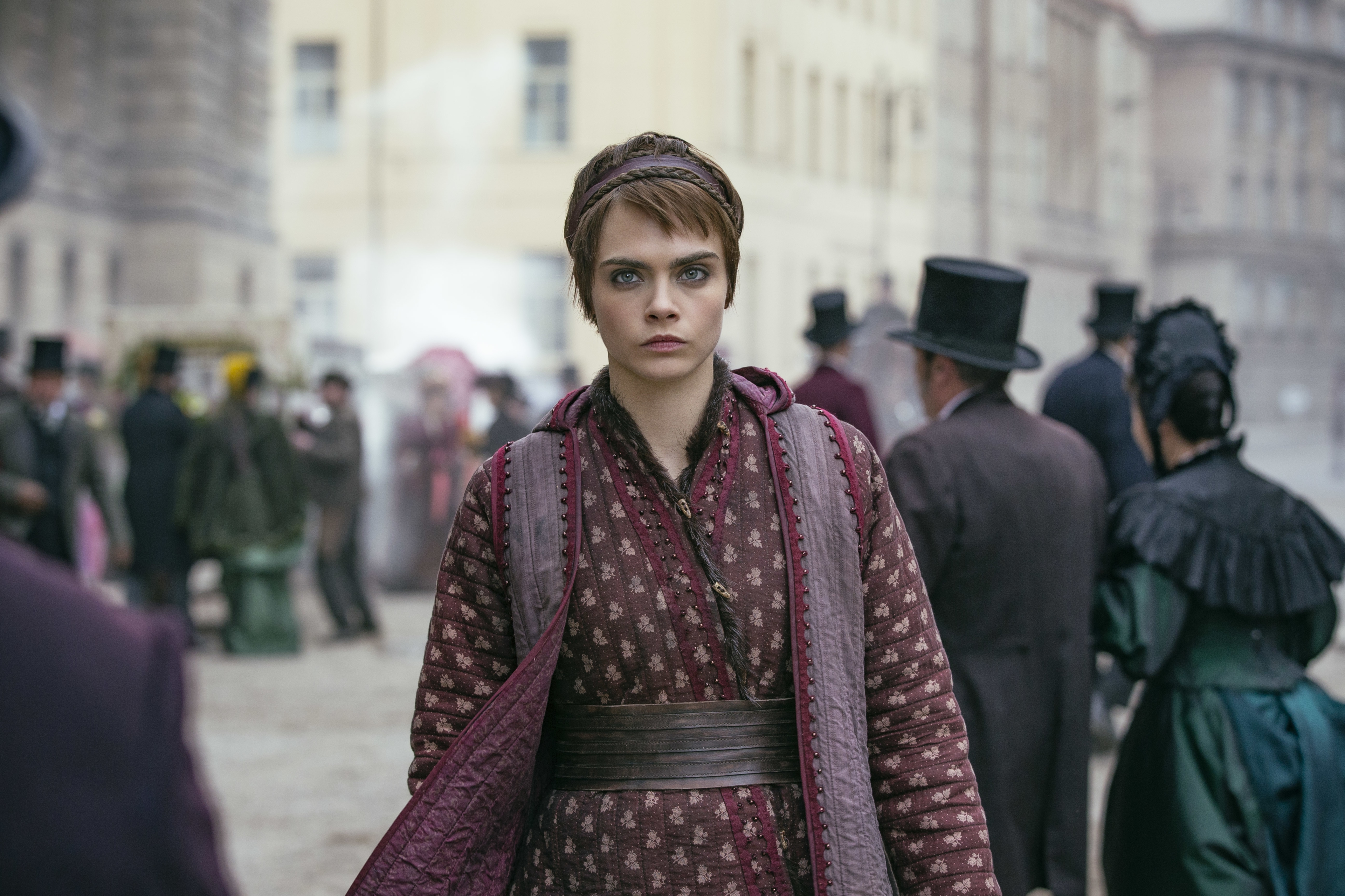 Cara Delevingne as Vignette Stonemoss in a street HD Wallpaper