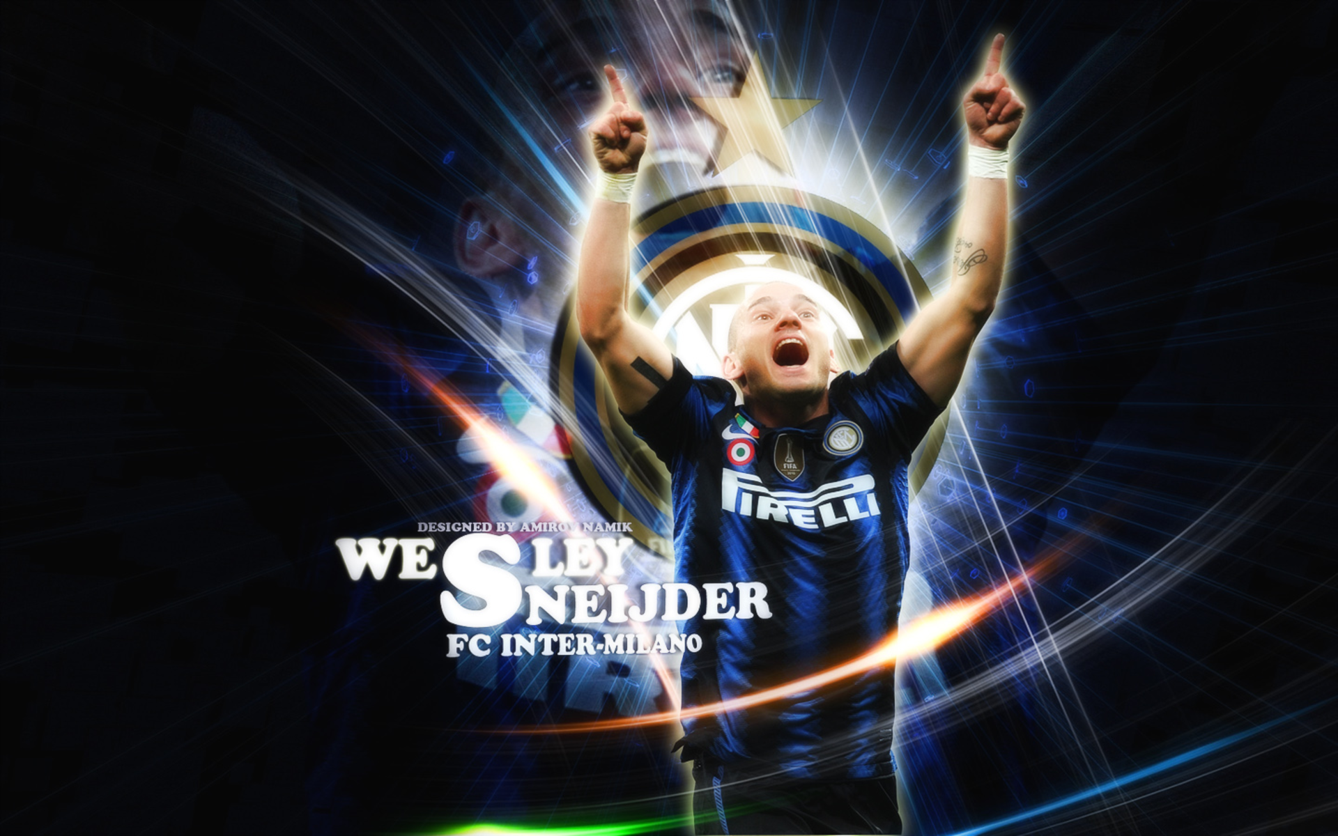 Wesley Sneijder Celebrating for Inter Milan HD Wallpaper