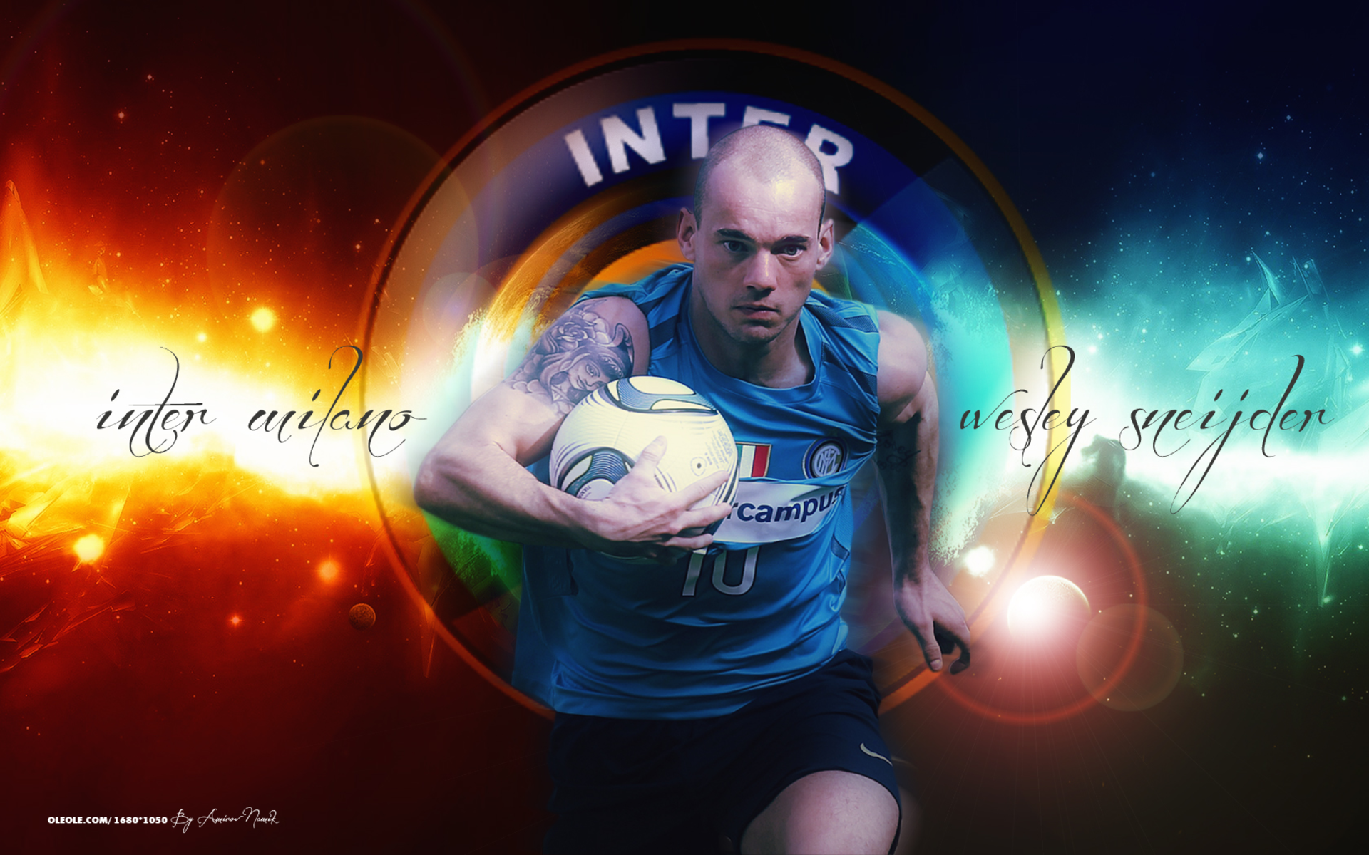 Wesley Sneijder Inter Milan Footballer Dynamic Art HD Wallpaper