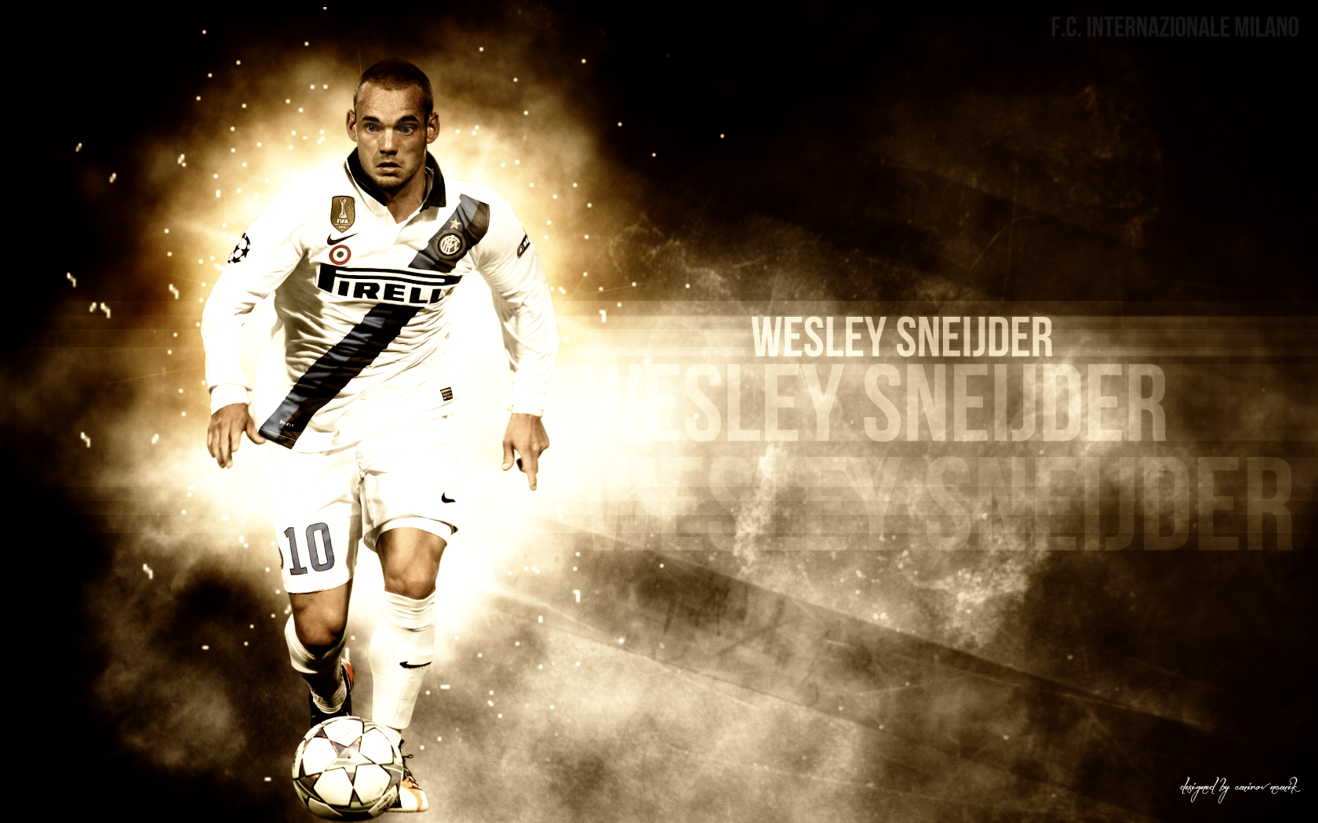 Wesley Sneijder Inter Milan Football Art HD Wallpaper