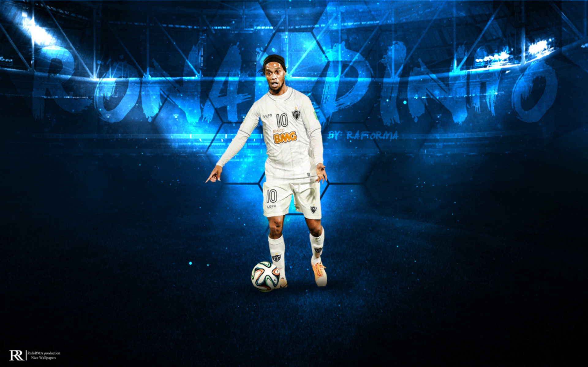 Ronaldinho Atlético Mineiro Blue Football Art HD Wallpaper