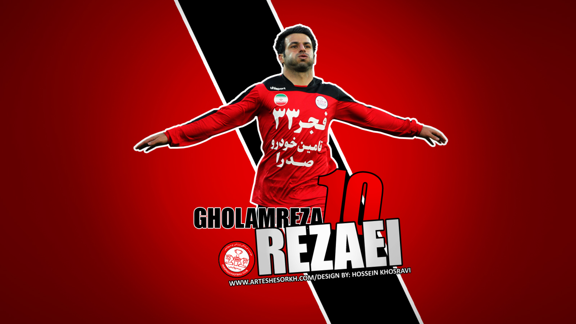Gholamreza Rezaei, Persepolis F.C. player with number 10 HD Wallpaper