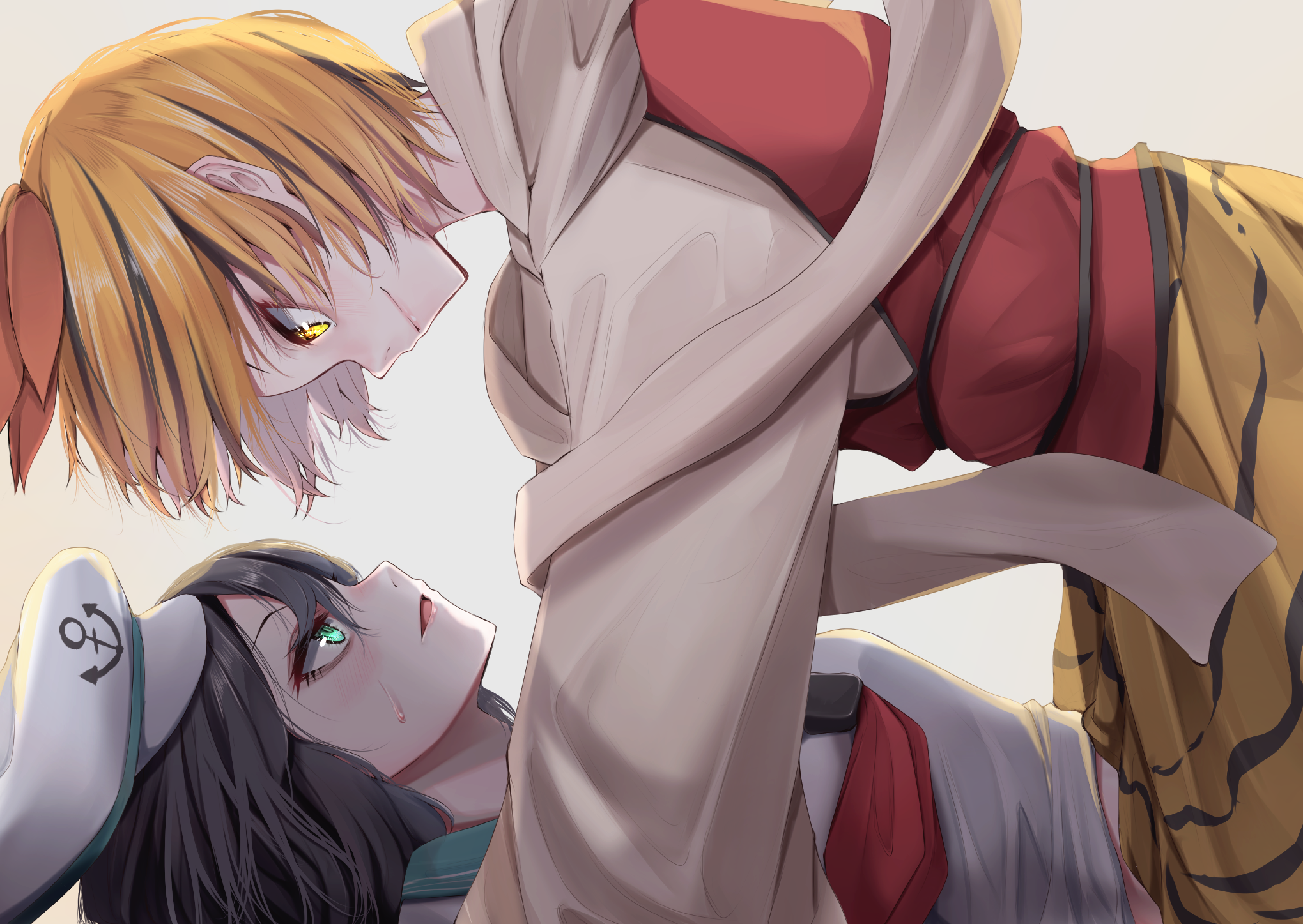 Shou Toramaru leans over crying Minamitsu Murasa HD Wallpaper