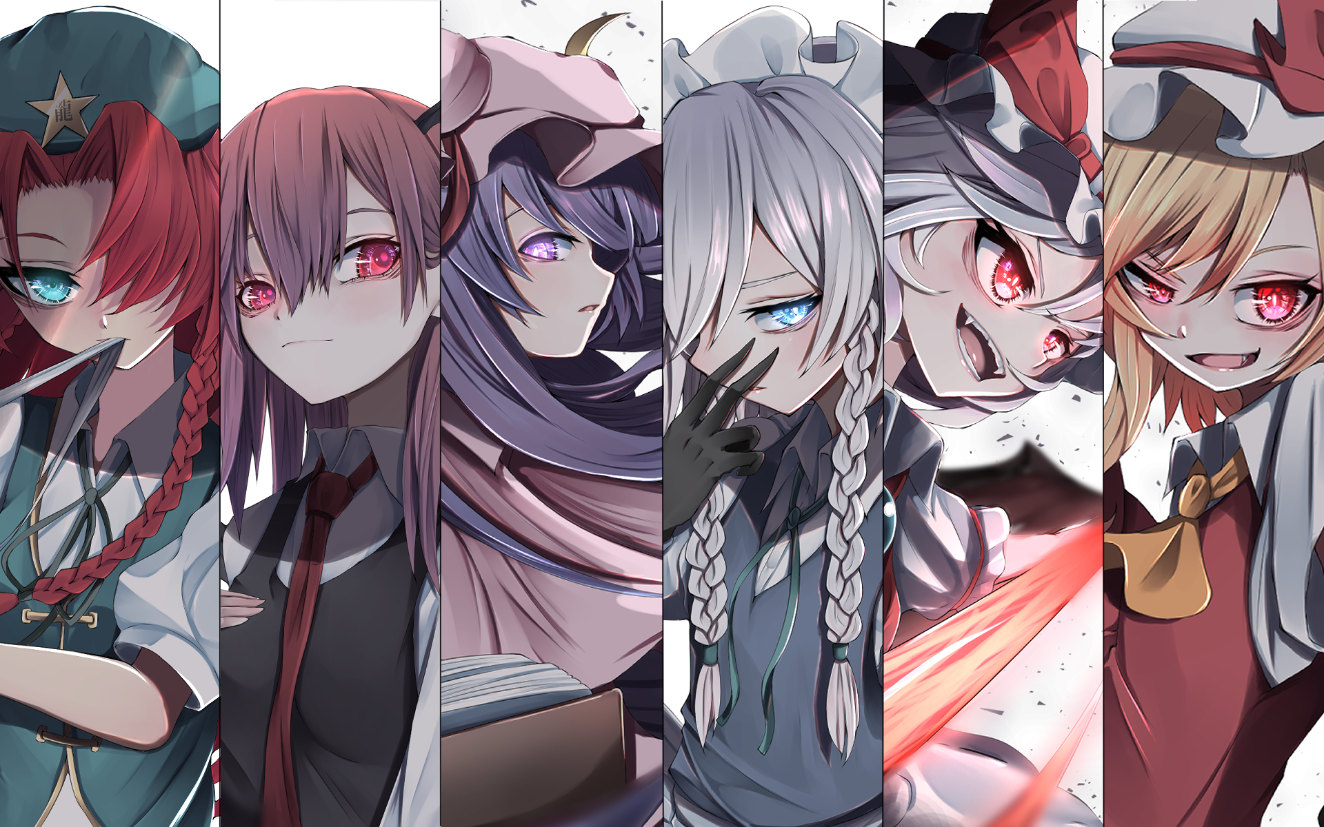 Touhou characters with glowing eyes HD Wallpaper
