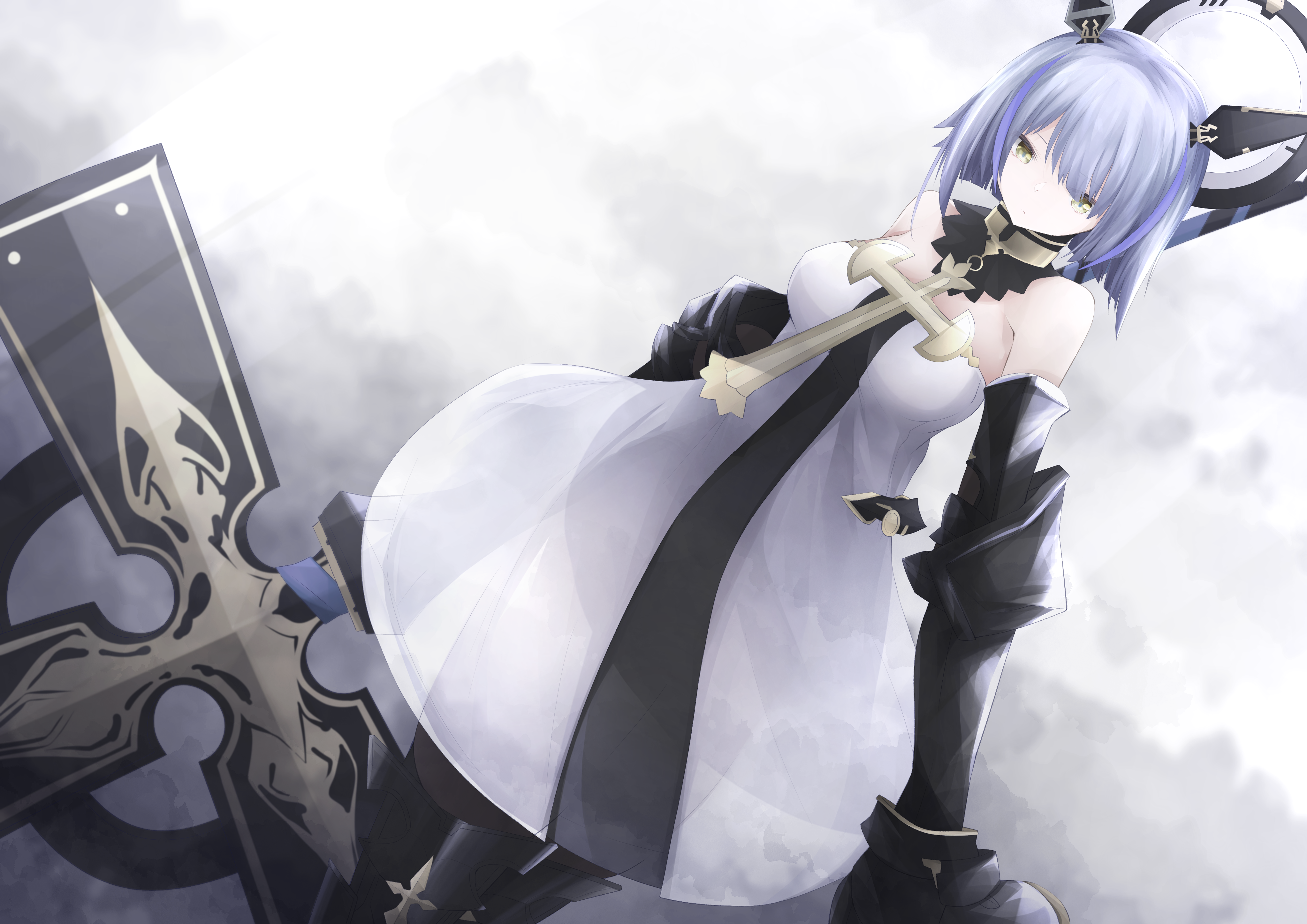 Azur Lane Gascogne looking down with large weapon HD Wallpaper