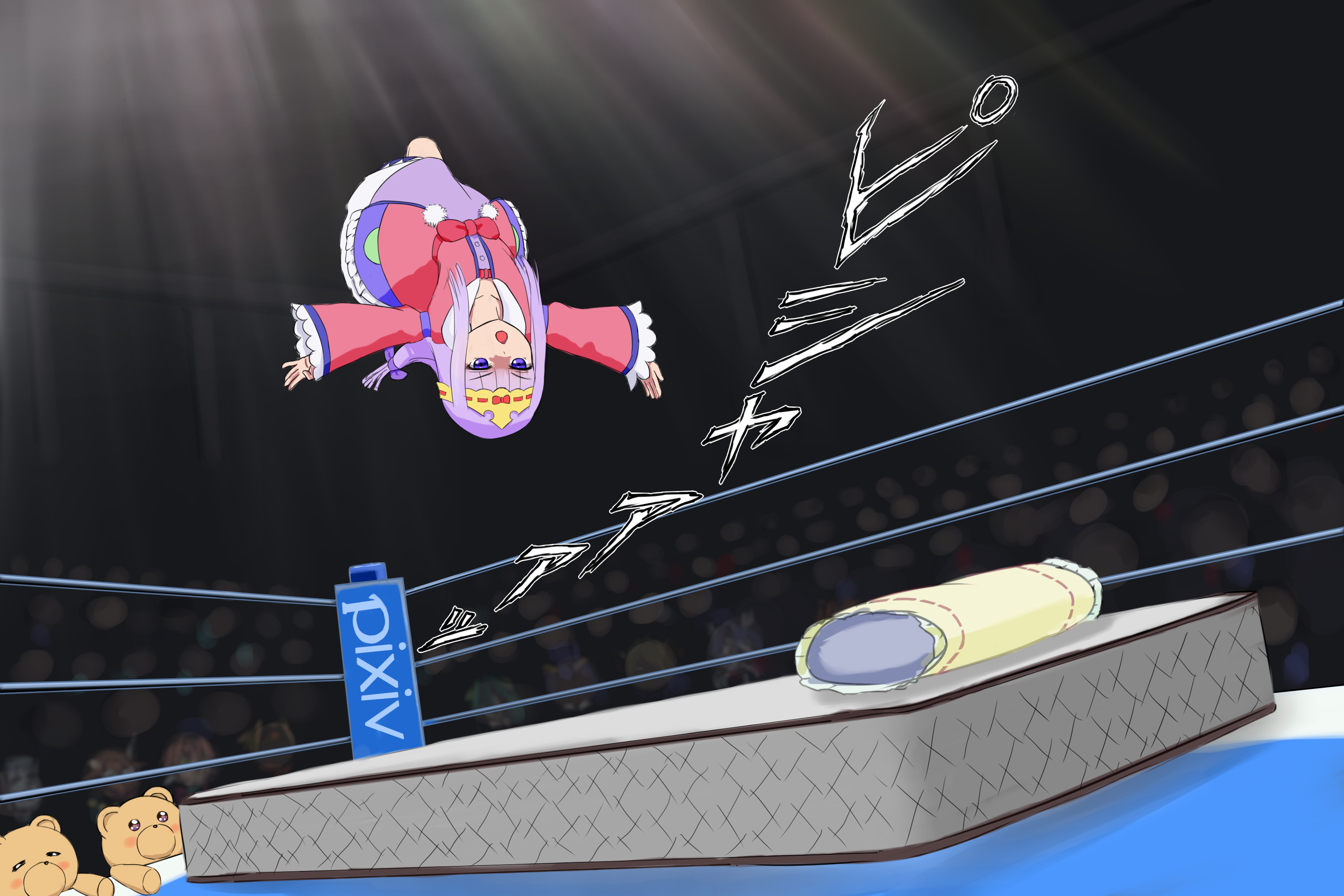 Sleepy Princess's wrestling ring mattress dive HD Wallpaper