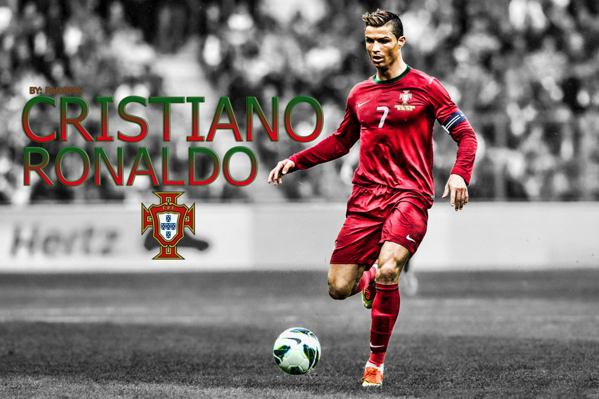 Cristiano Ronaldo playing football for Portugal HD Wallpaper
