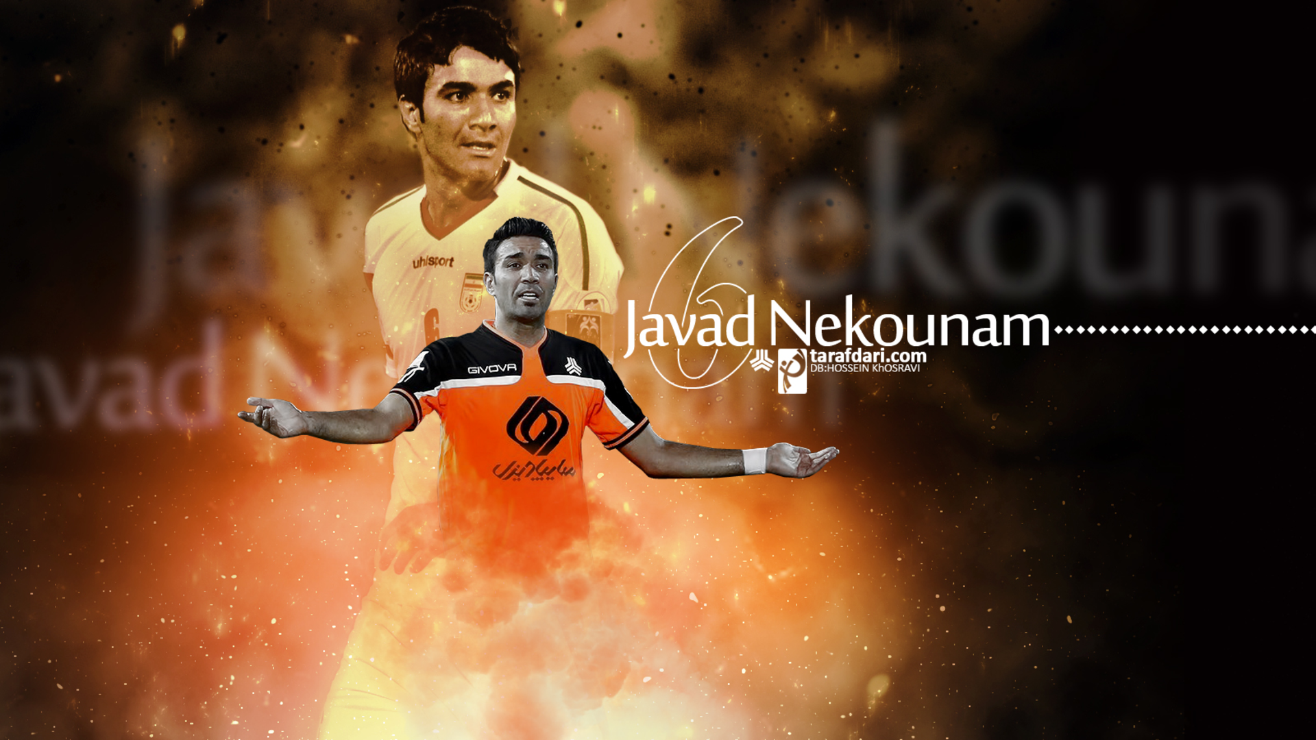 Javad Nekounam: Iranian Footballer in Two Jerseys HD Wallpaper