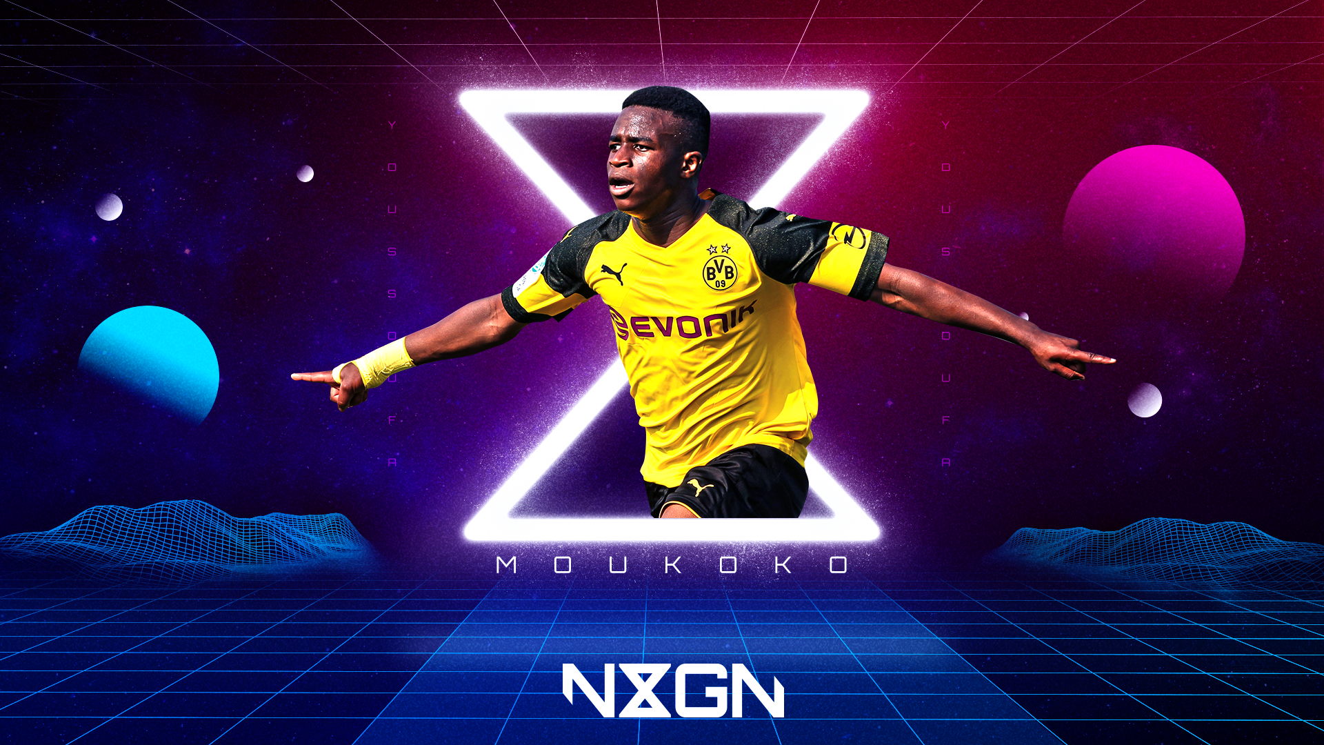 Youssoufa Moukoko Borussia Dortmund futuristic neon art HD Wallpaper