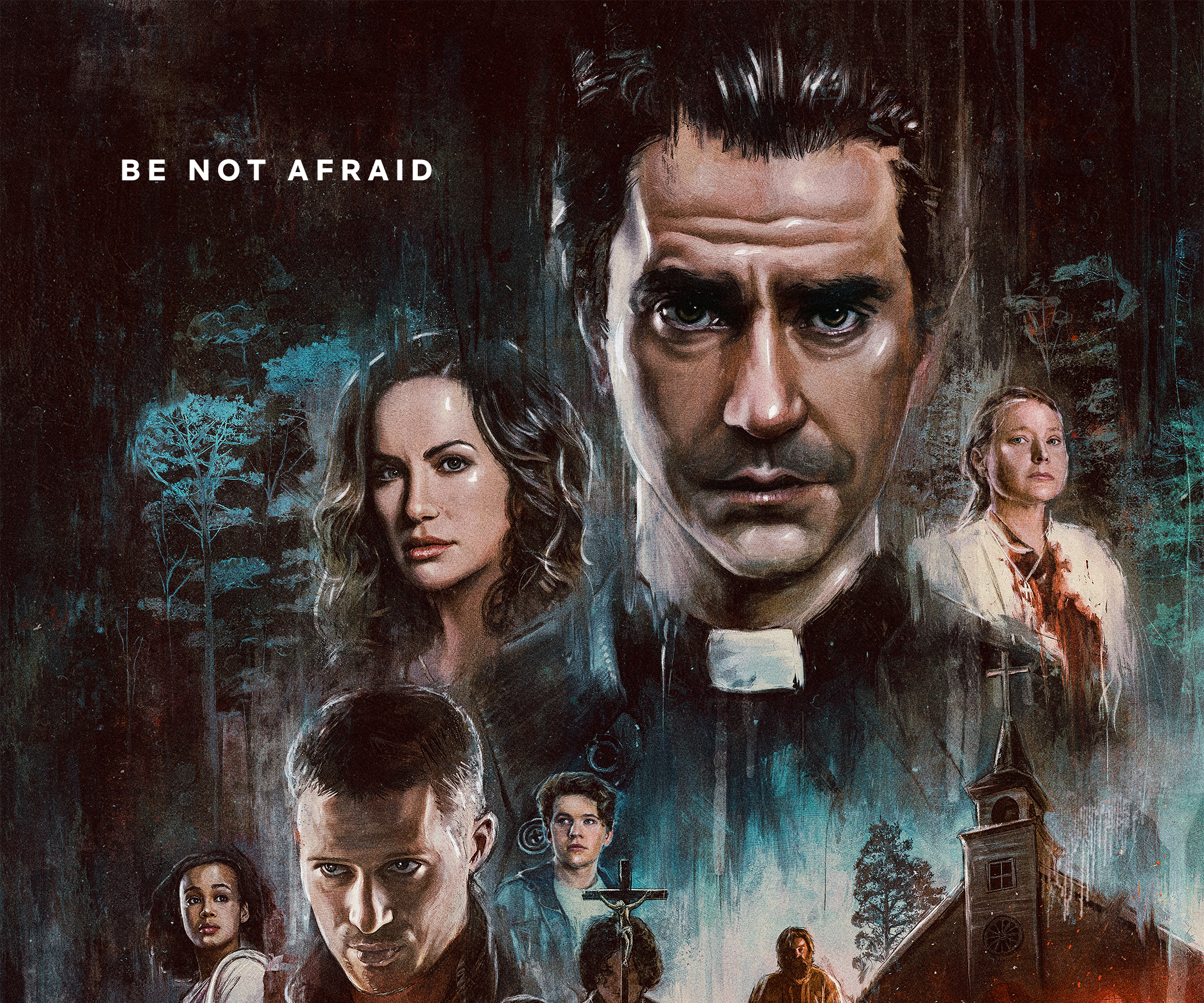 Midnight Mass Poster featuring Hamish Linklater as Father Paul HD Wallpaper