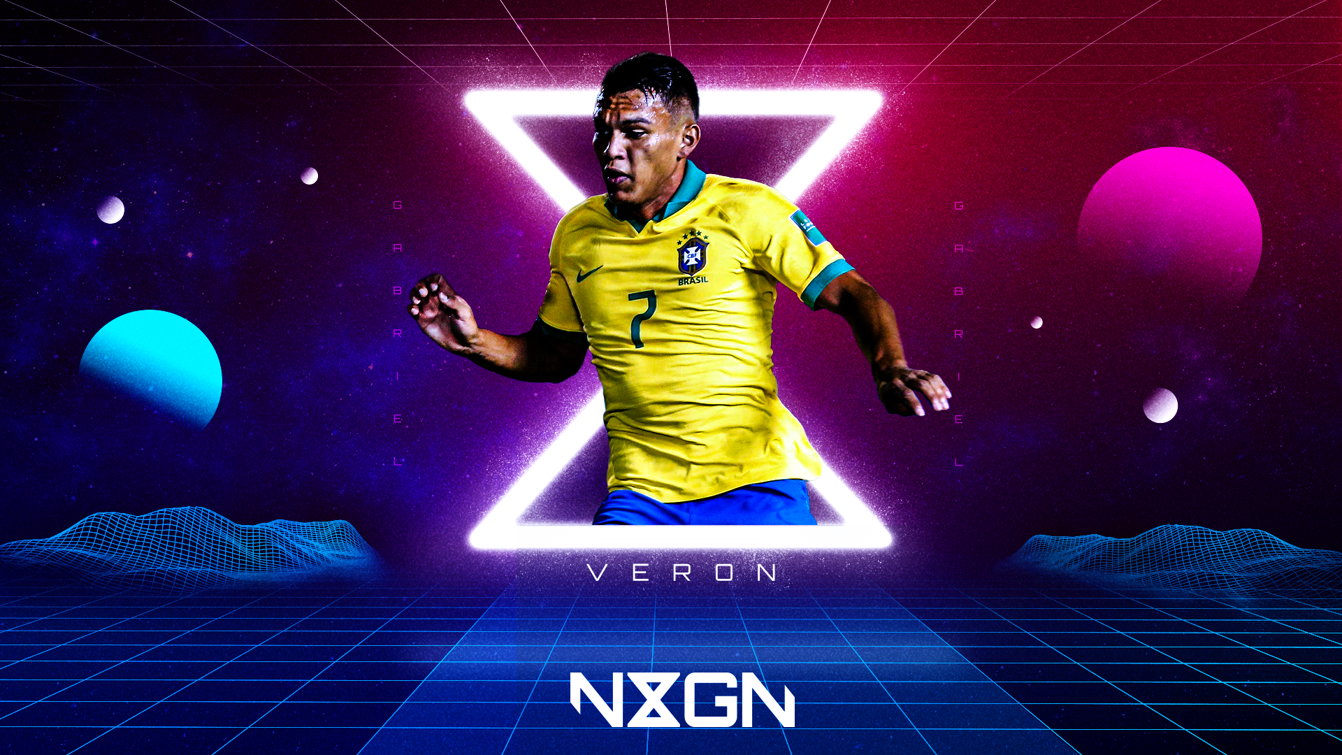 Gabriel Veron Brazil Football Player Neon Art HD Wallpaper