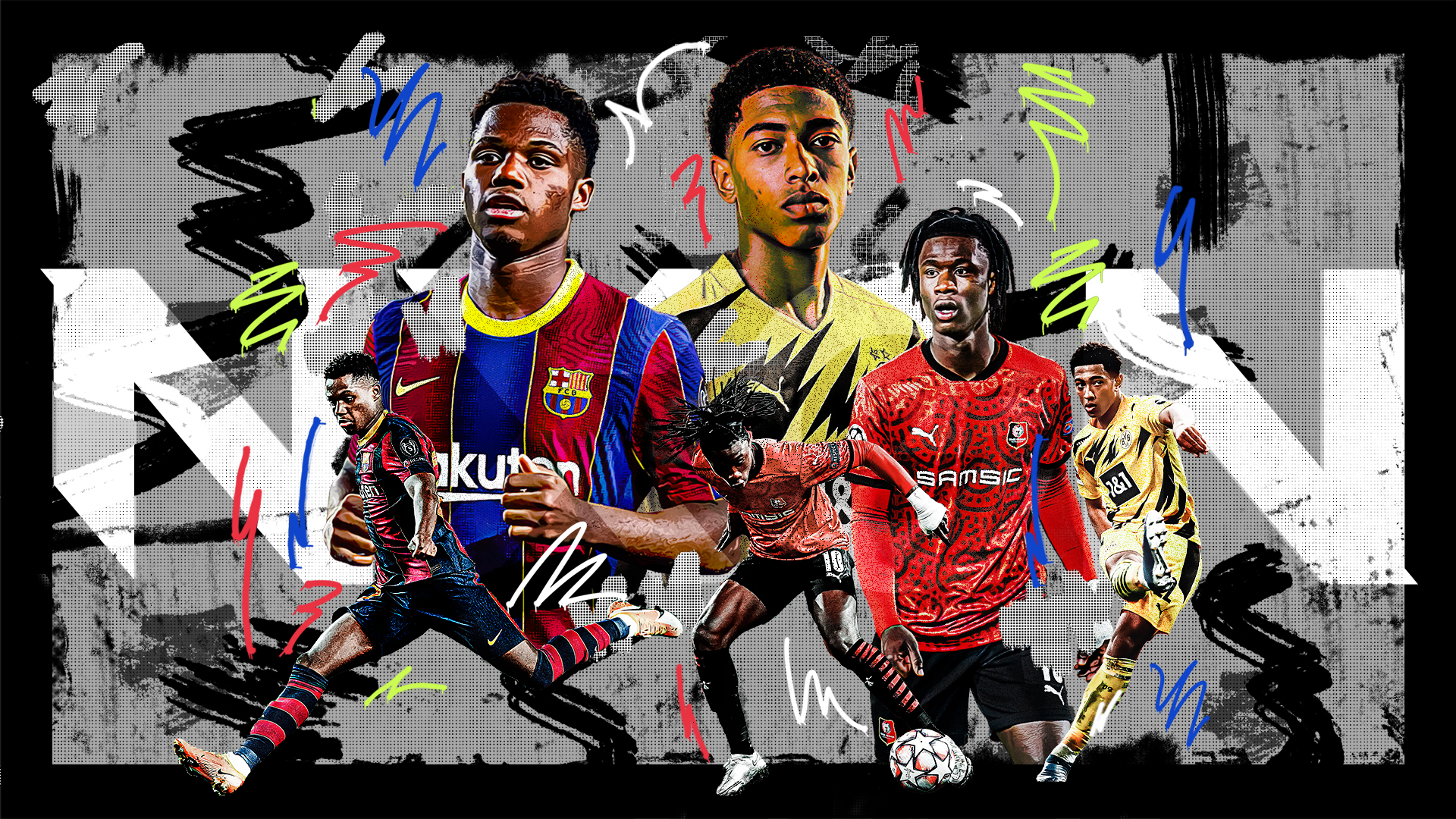 Ansu Fati, Jude Bellingham, Eduardo Camavinga Soccer Stars HD Wallpaper
