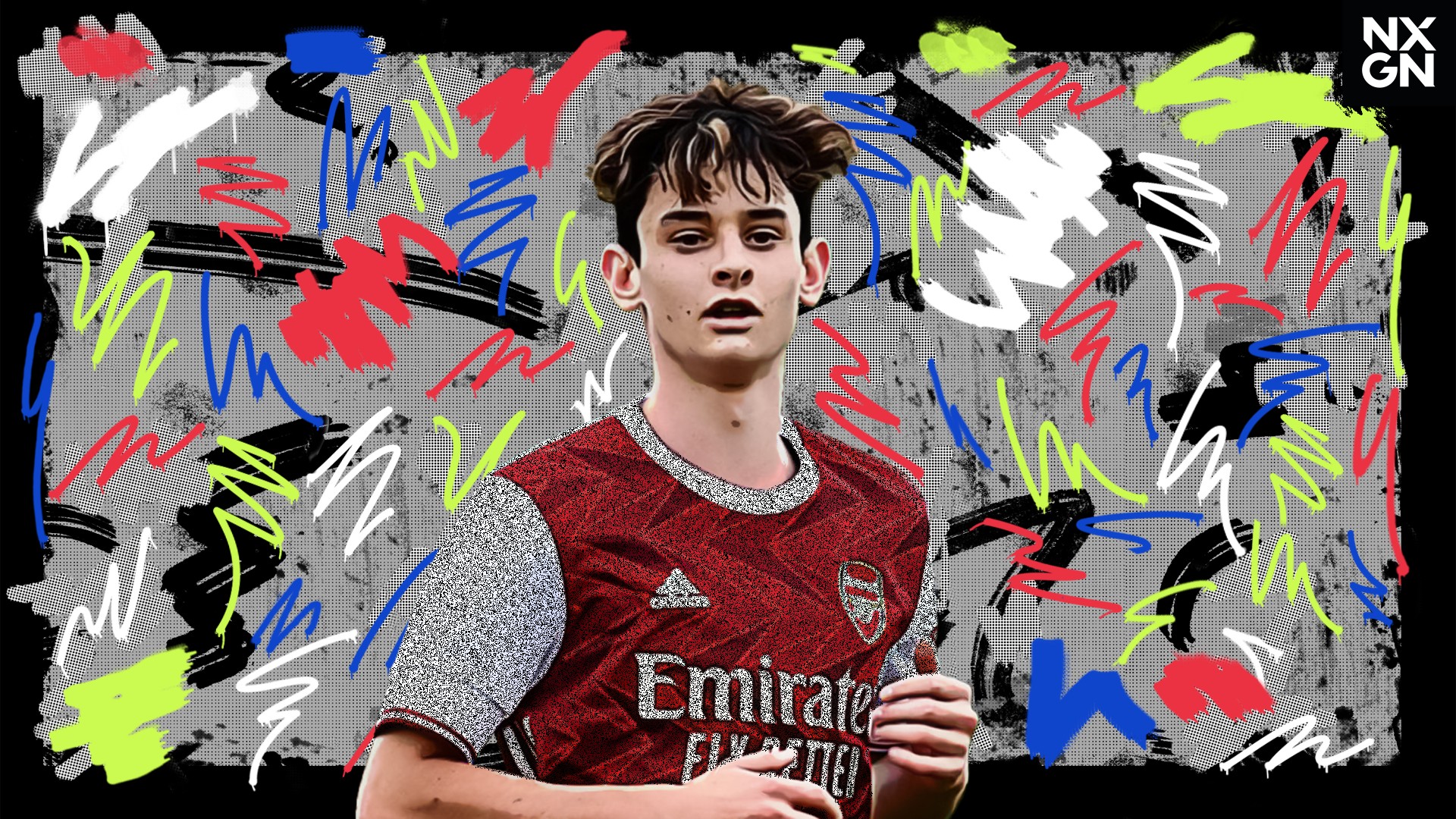 Charlie Patino Arsenal F.C. colorful graphic HD Wallpaper