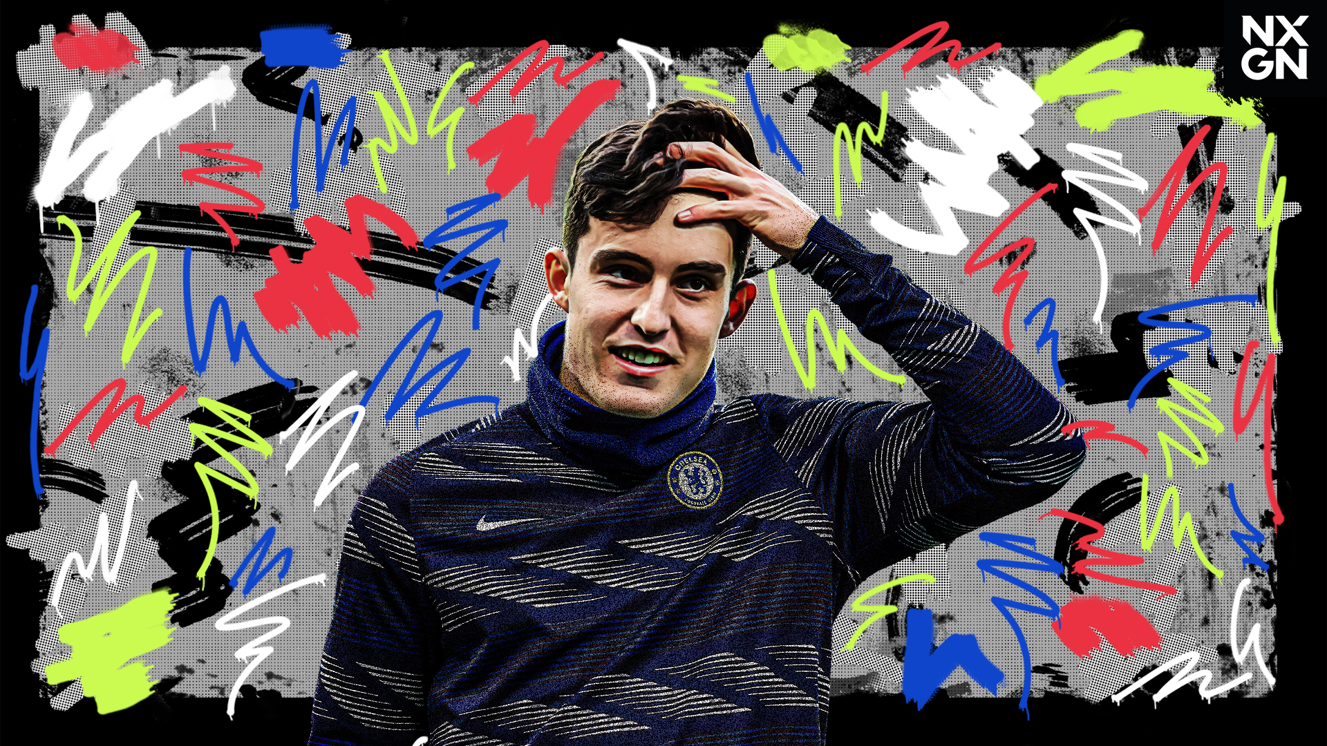 Tino Livramento, Chelsea F.C. soccer player, vibrant abstract art HD Wallpaper