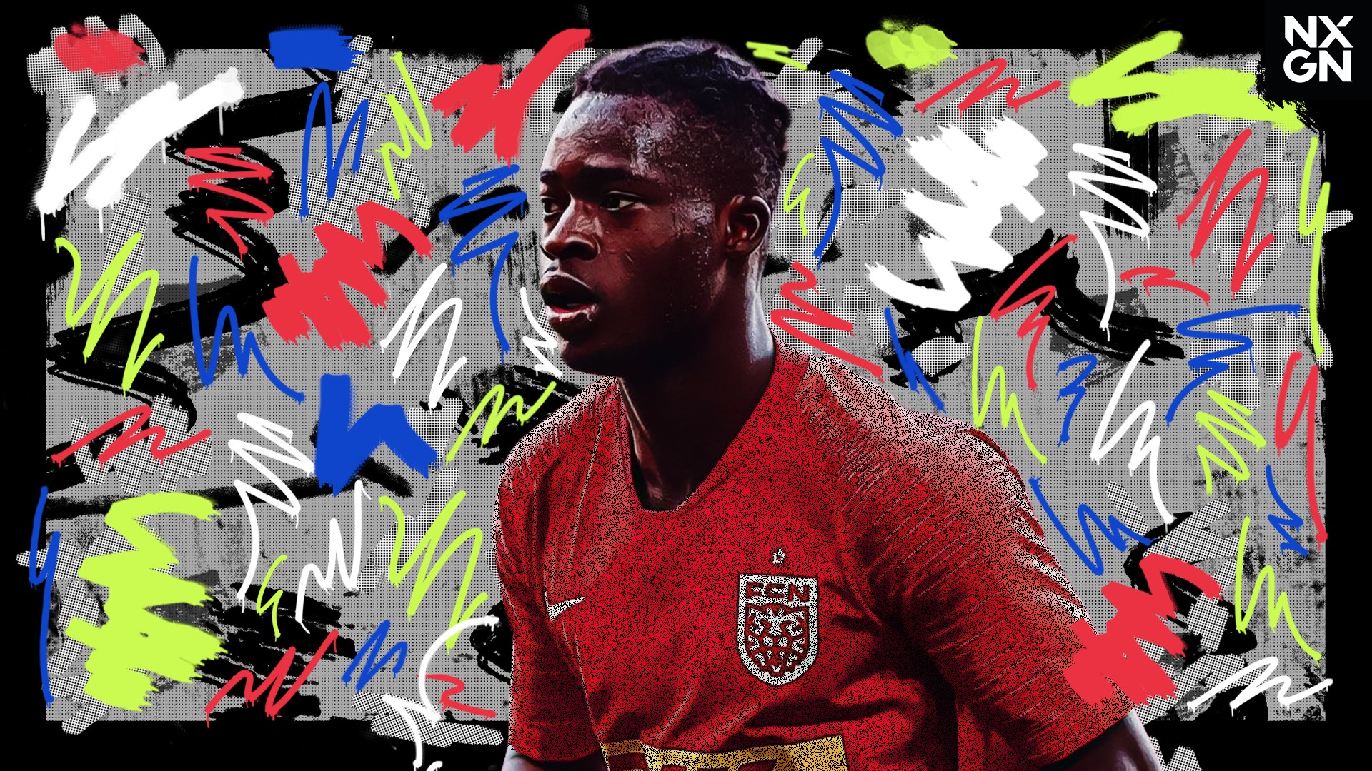 Kamaldeen Sulemana: Soccer player against colorful graffiti background HD Wallpaper