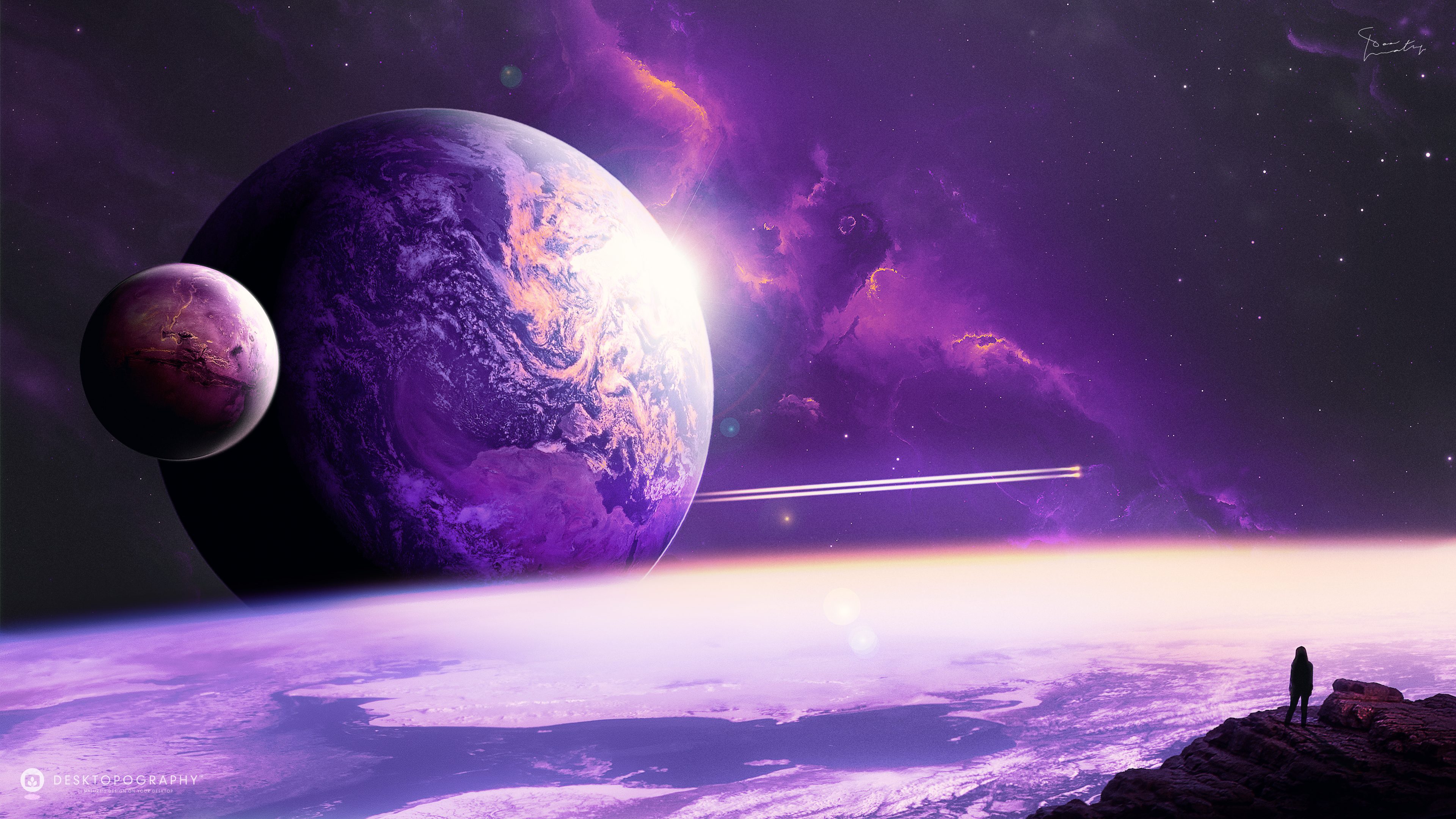 Waiting for Inspiration on a Purple Planet HD Wallpaper