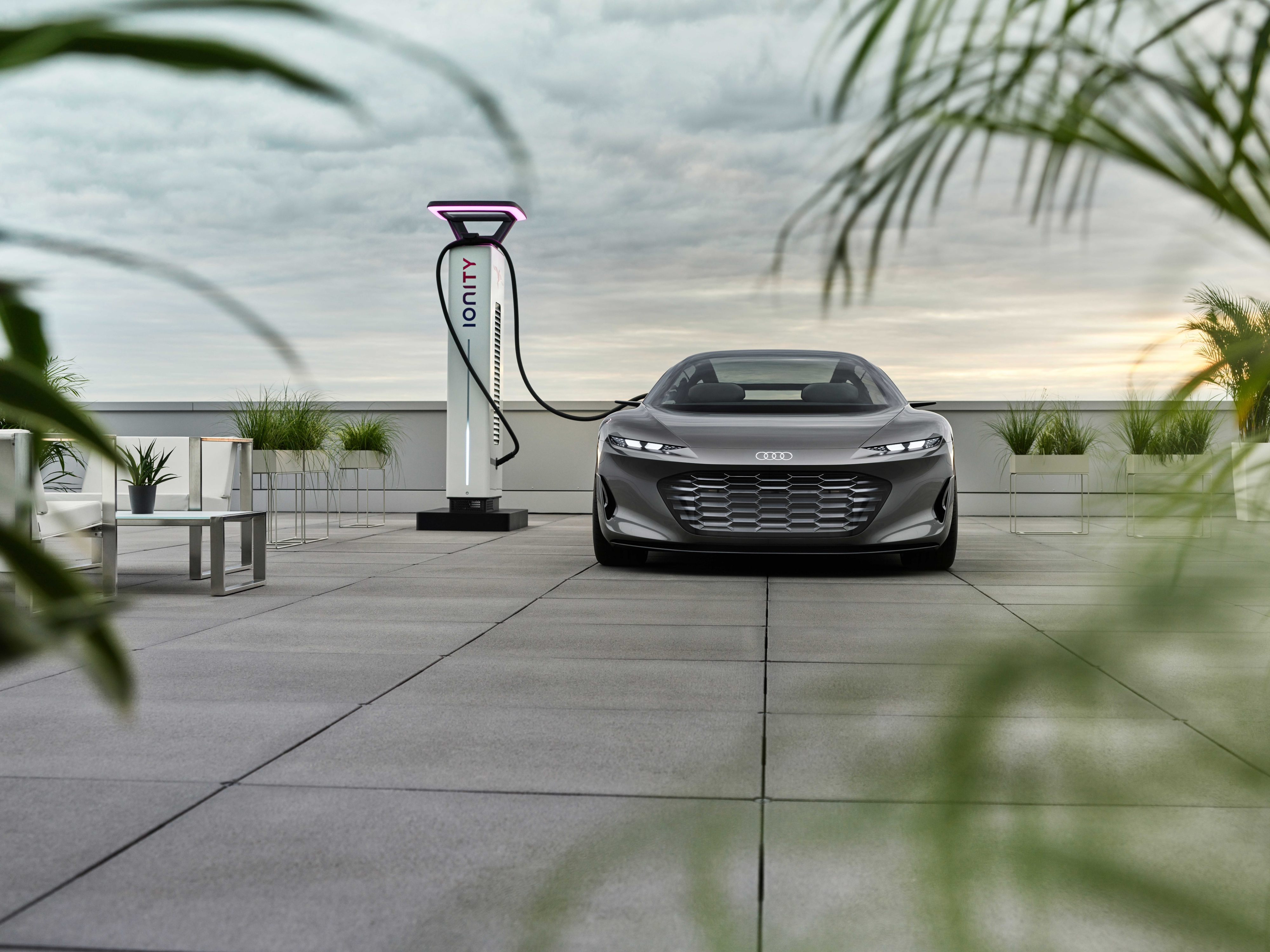 Luxury Audi Grandsphere Concept electric car charging HD Wallpaper