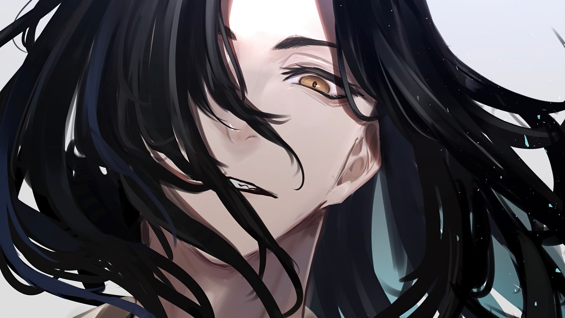 Keisuke Baji's intense golden eye and dark hair HD Wallpaper