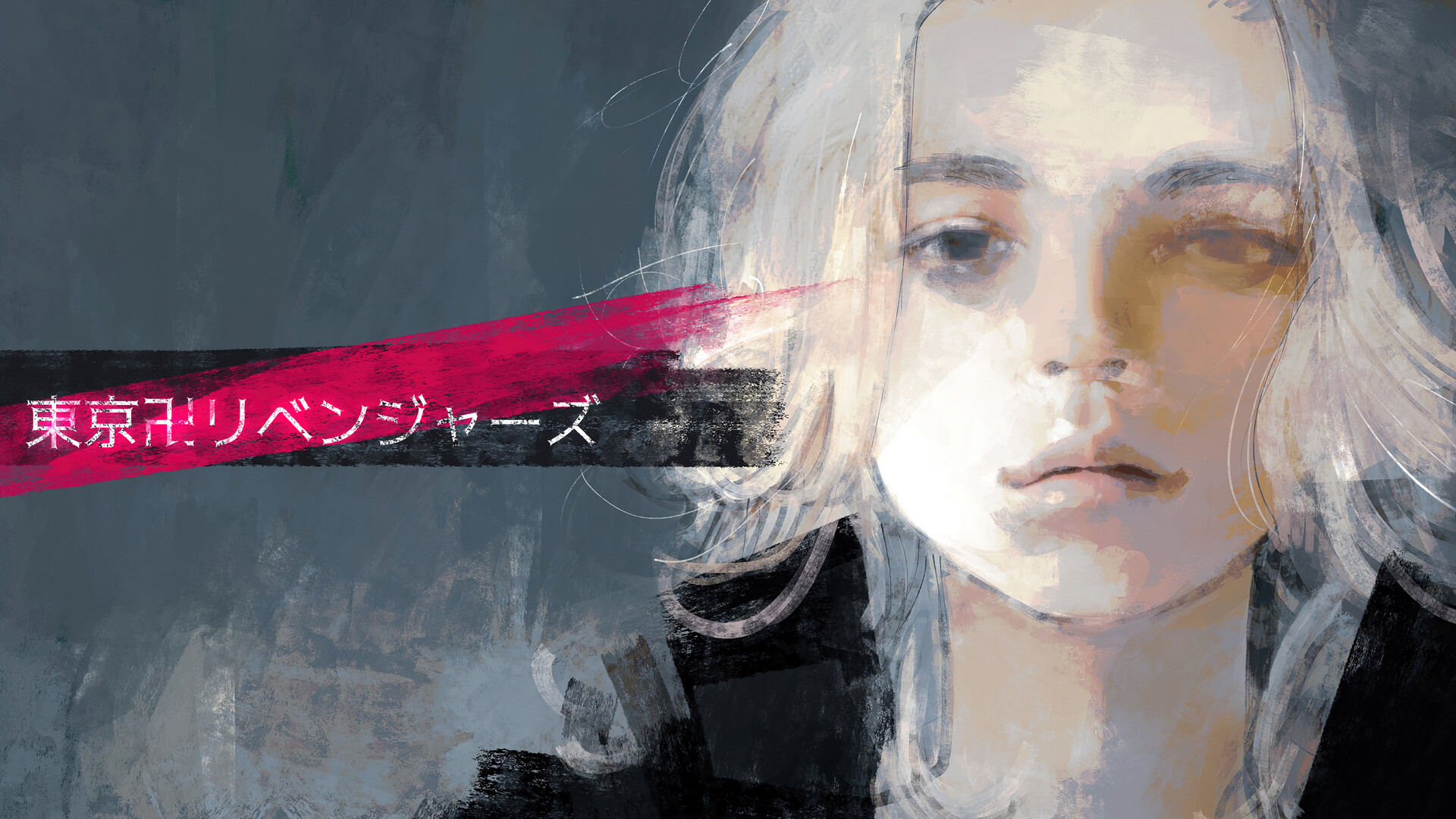 Mikey Manjiro Sano painterly portrait with Tokyo Revengers text HD Wallpaper