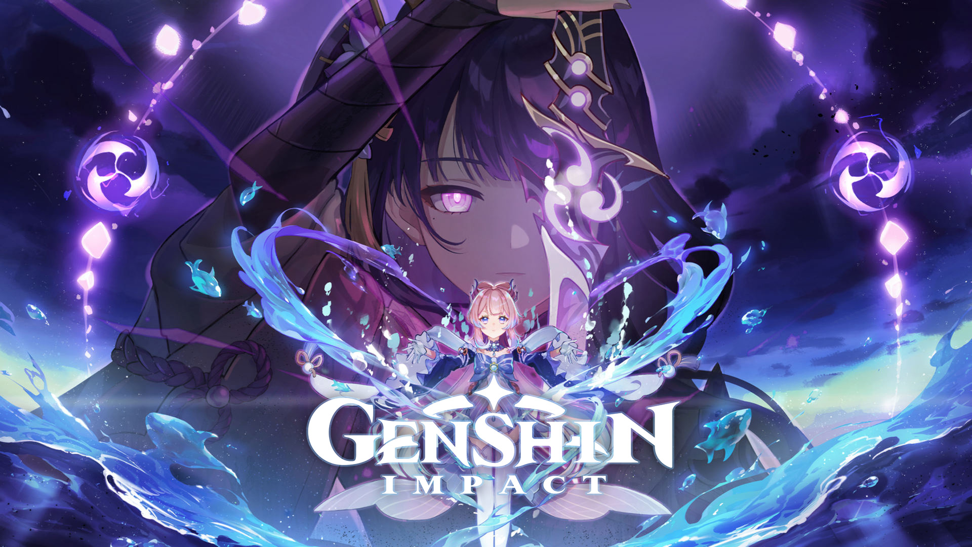 Genshin Impact: Baal and Kokomi official art HD Wallpaper