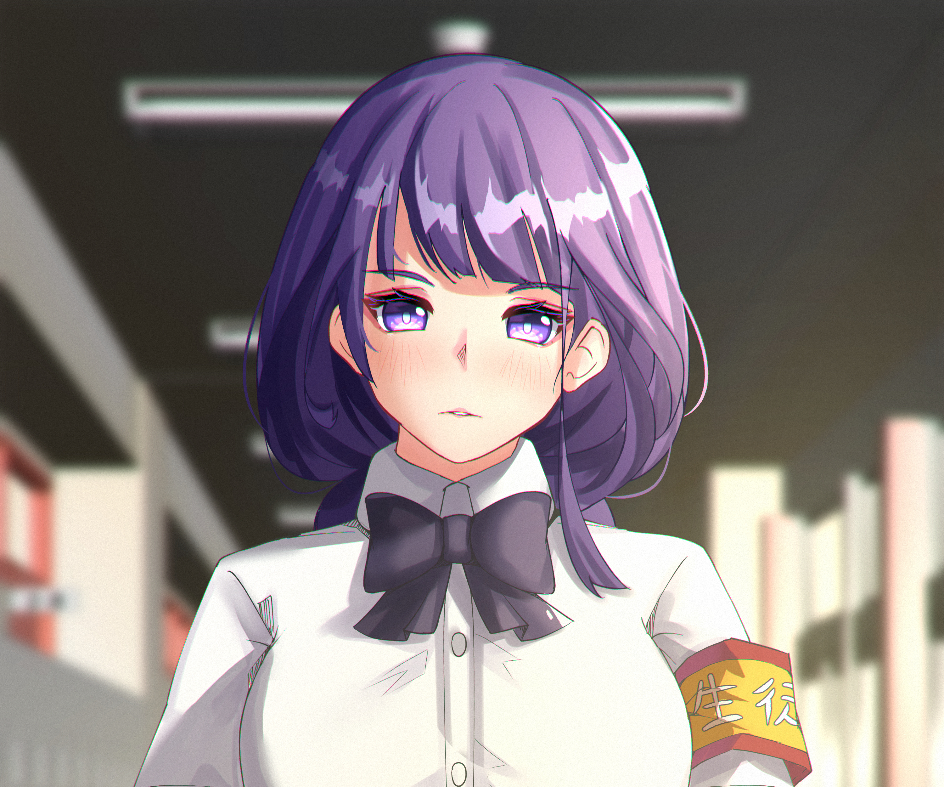Raiden Shogun in school uniform with student armband HD Wallpaper