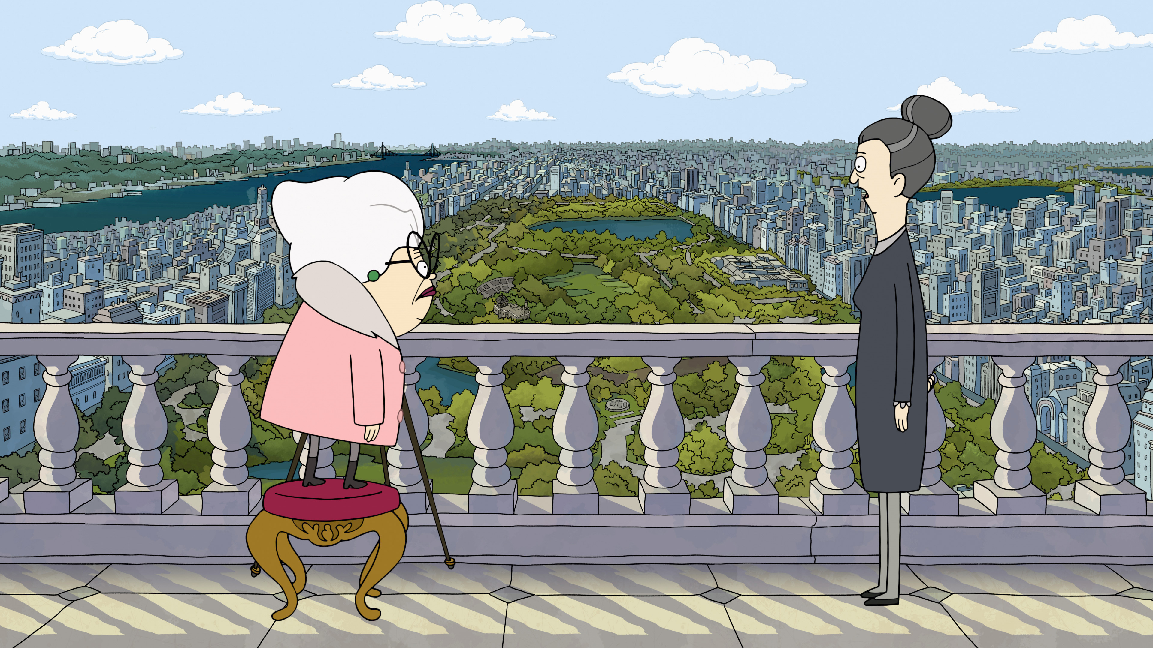 Bitsy and Helen overlooking Central Park city view HD Wallpaper