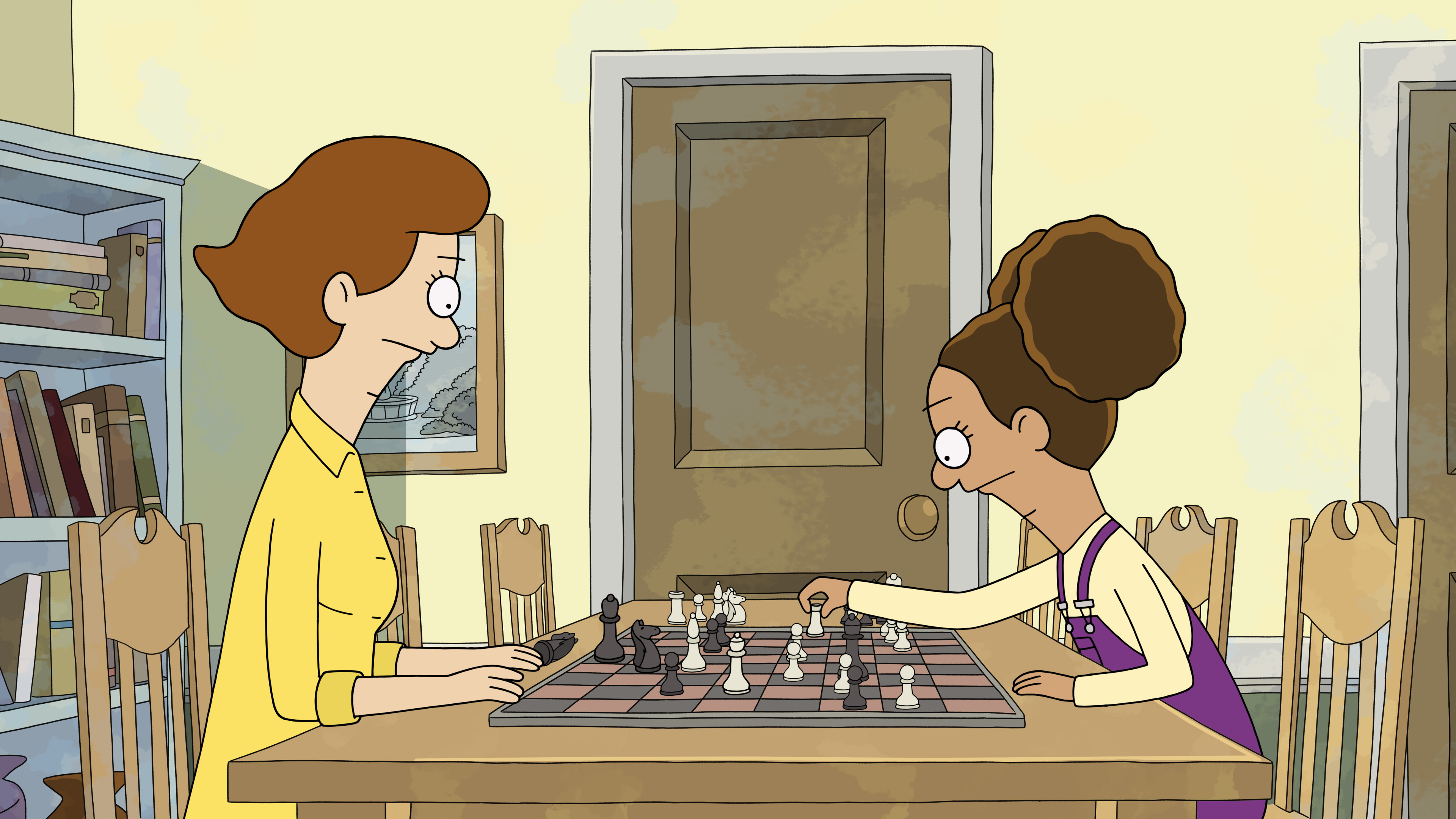 Molly and Paige playing chess in Central Park HD Wallpaper