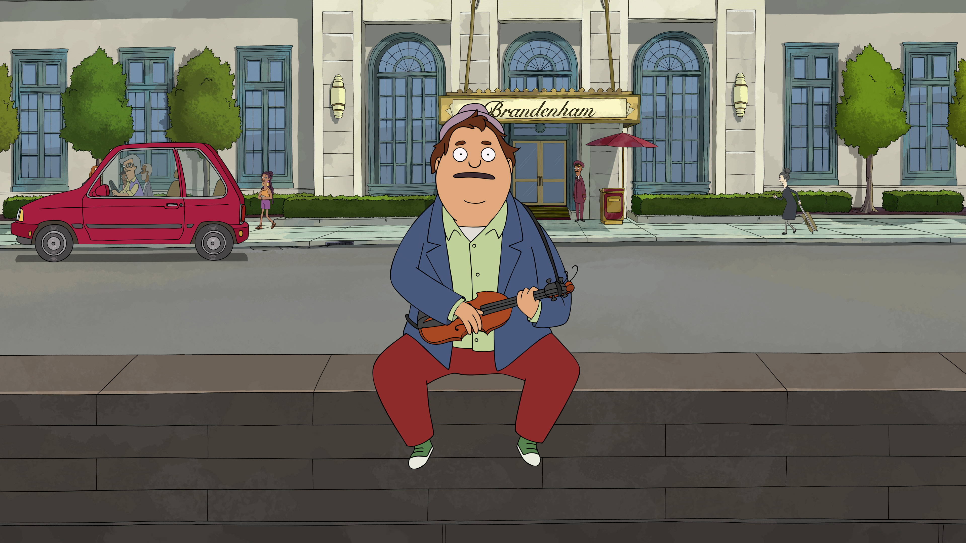 Birdie playing mandolin in Central Park 4K HD Wallpaper