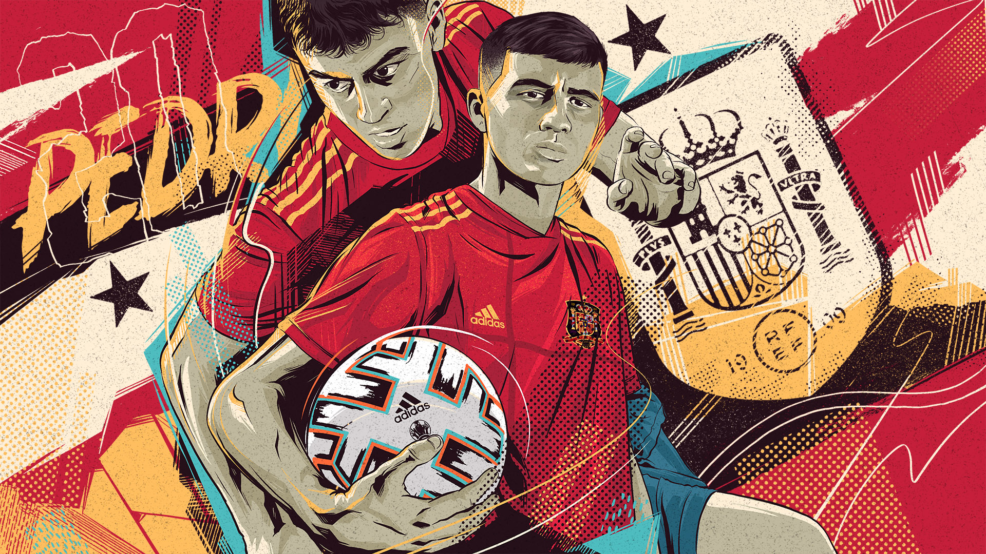 Pedri in Spain National Team Jersey with Football HD Wallpaper