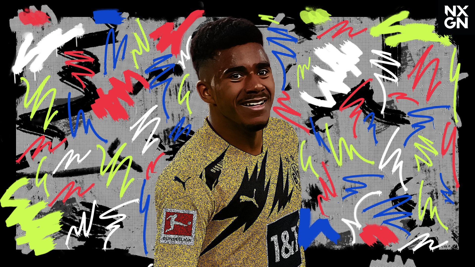 Ansgar Knauff of Borussia Dortmund in vibrant abstract art HD Wallpaper
