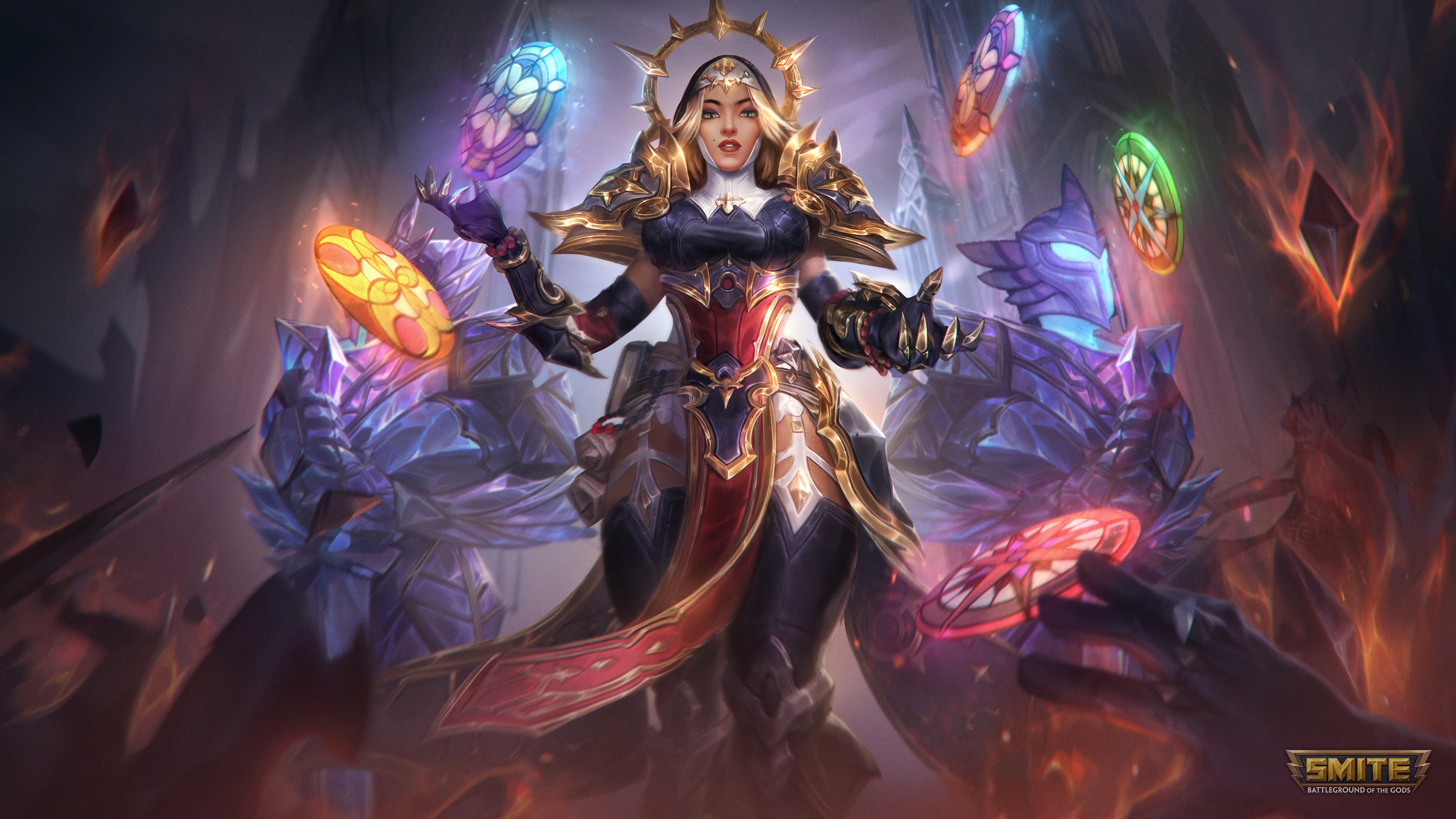 Nu Wa Battle Mother with magical discs and guardians HD Wallpaper