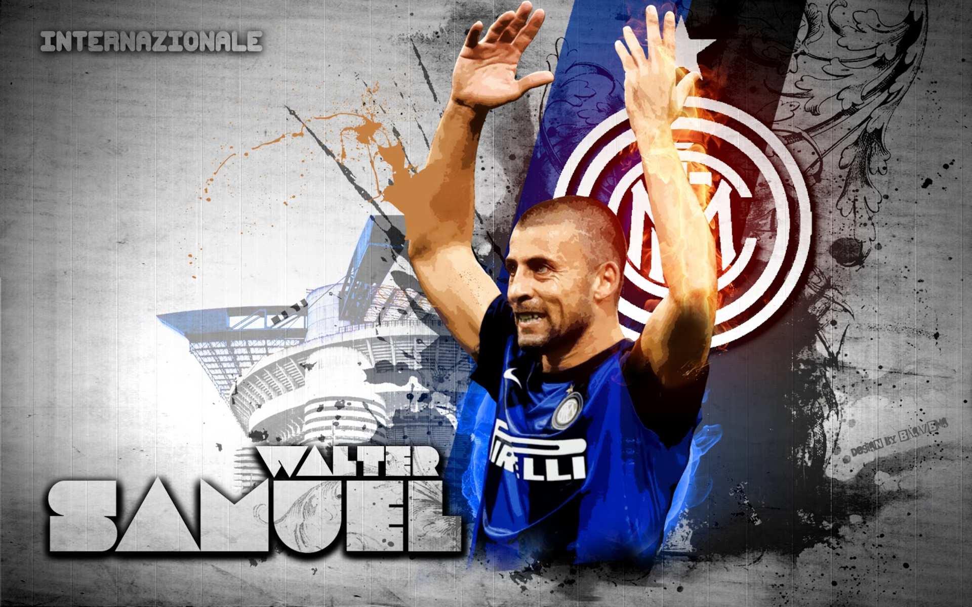 Walter Samuel Inter Milan Celebration Grunge Art HD Wallpaper