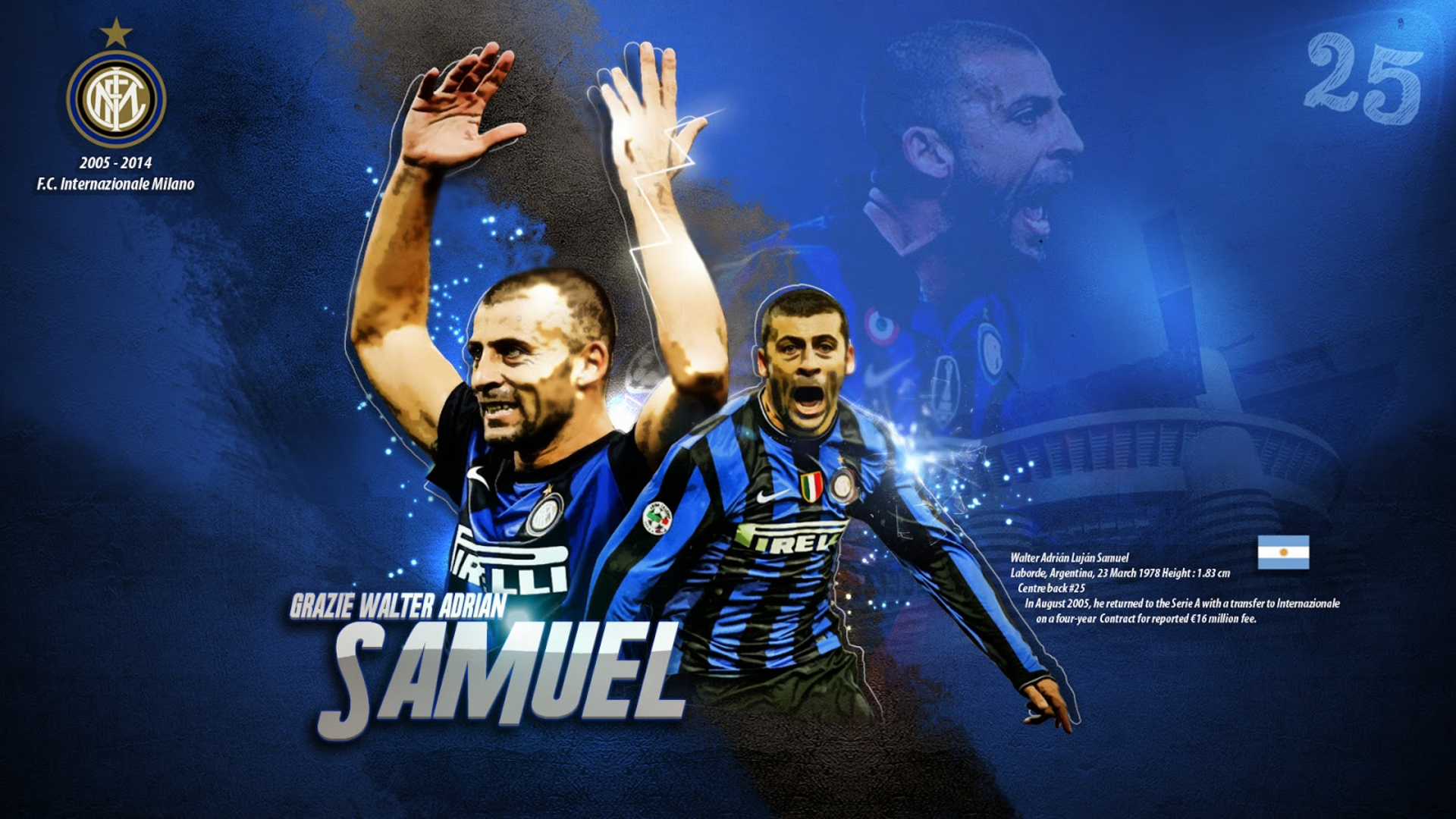 Grazie Walter Samuel Inter Milan Legend #25 HD Wallpaper