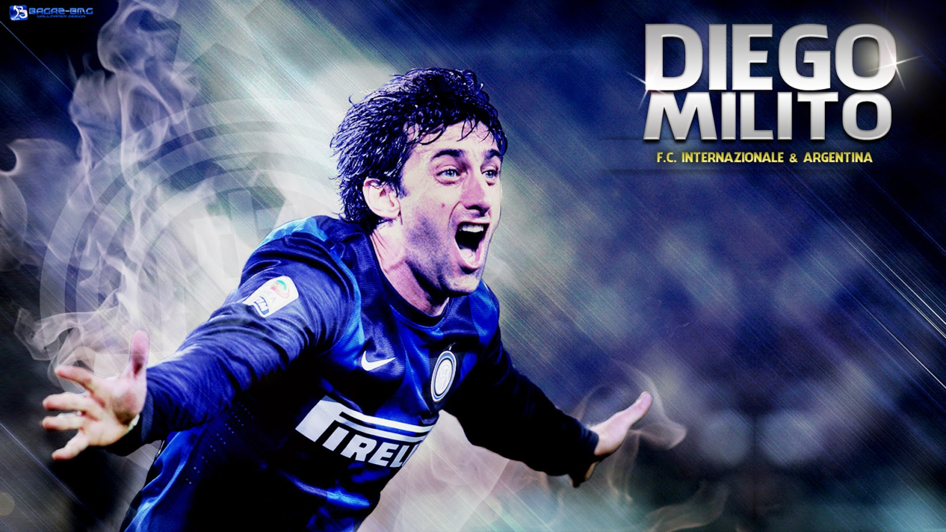 Diego Milito celebrating for Inter Milan HD Wallpaper