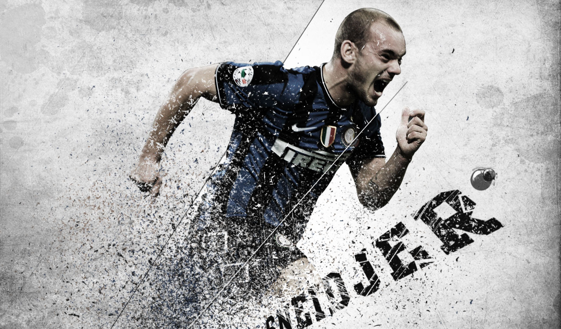 Wesley Sneijder Inter Milan Dynamic Fragmentation Art HD Wallpaper