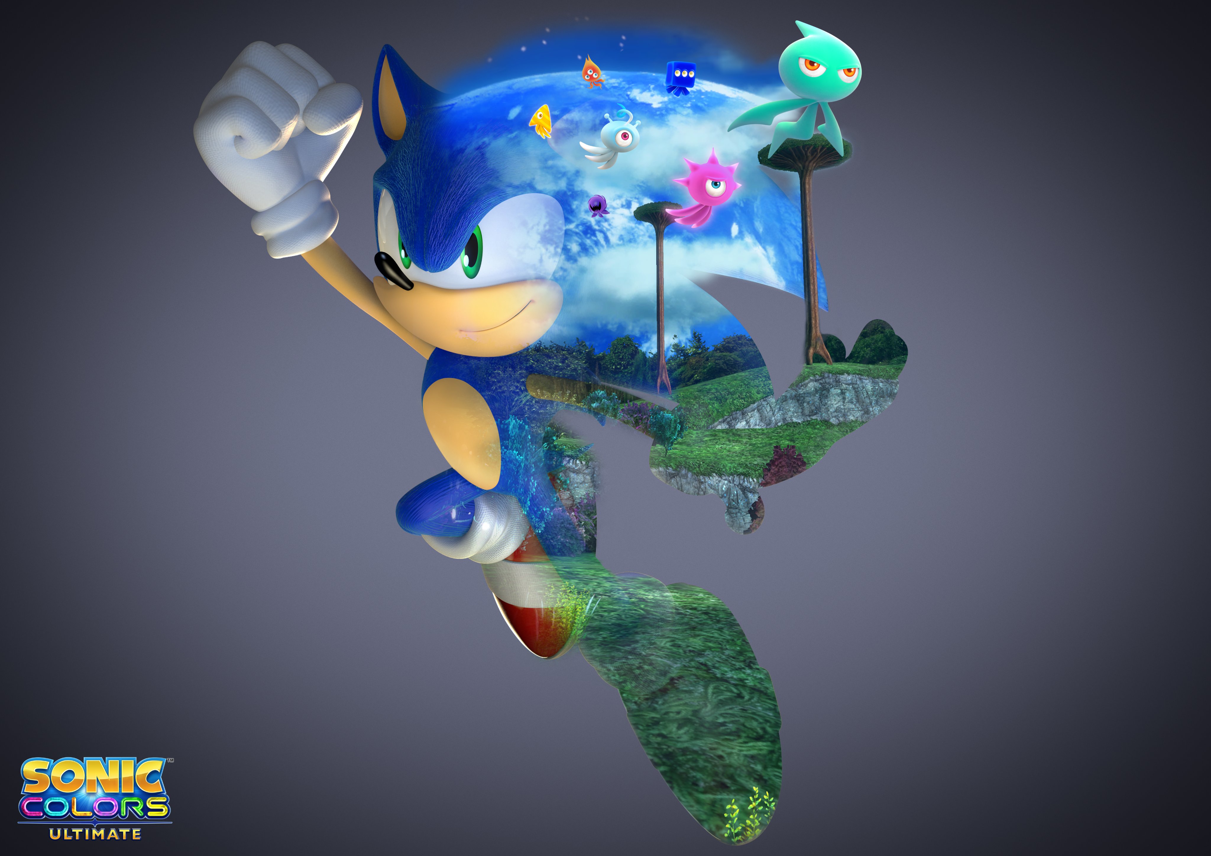 Sonic Colors Ultimate: Sonic, Wisps, and vibrant game world HD Wallpaper