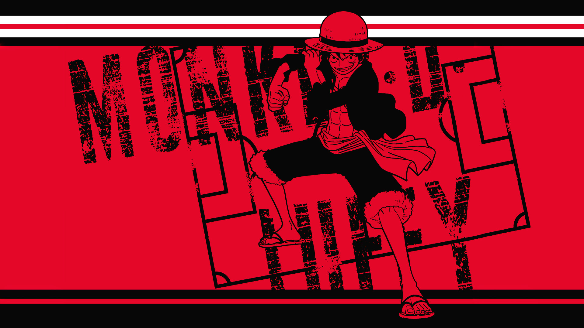 Monkey D. Luffy red distressed text One Piece art HD Wallpaper