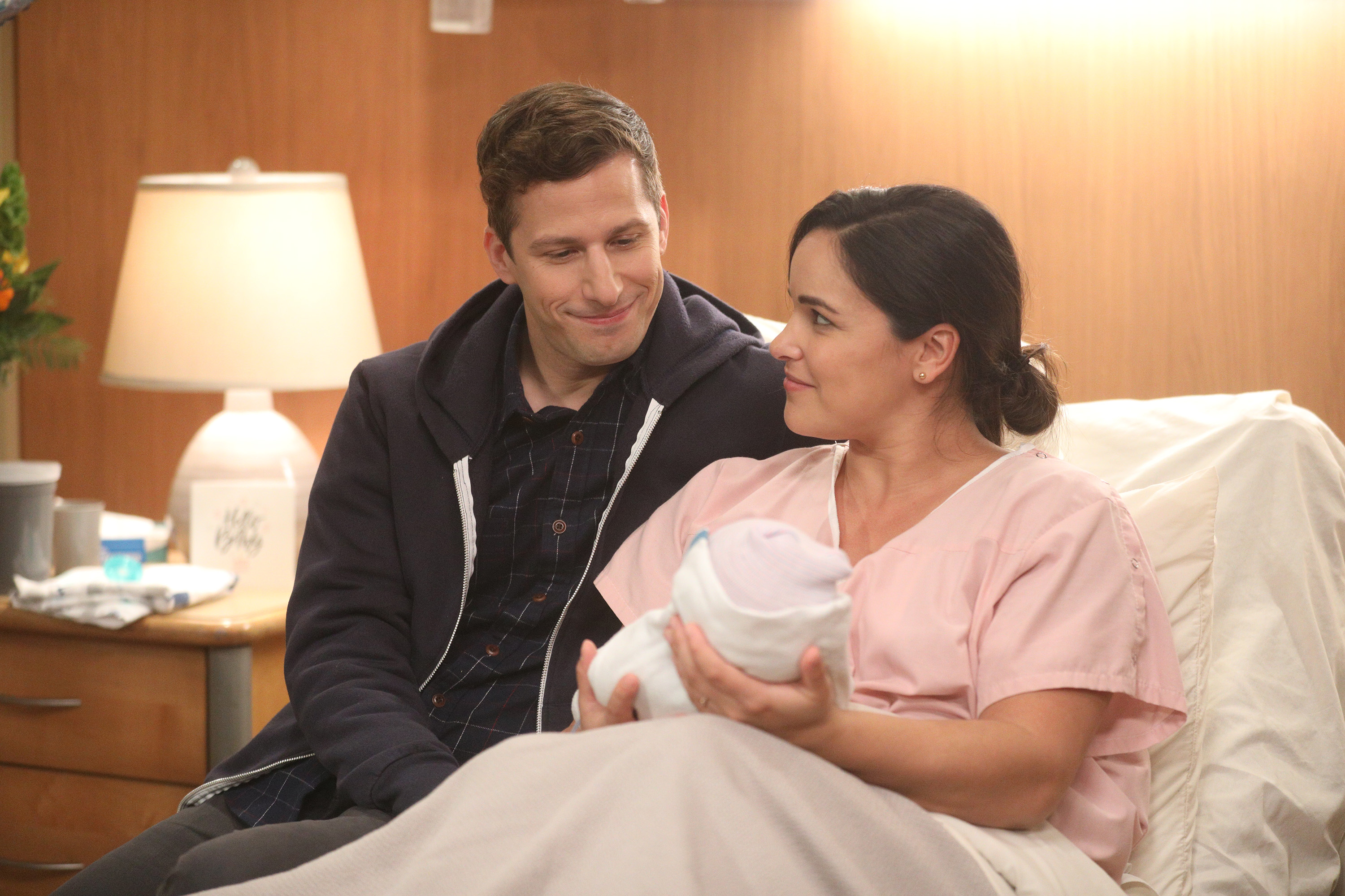 Brooklyn Nine-Nine: Jake and Amy with their baby HD Wallpaper